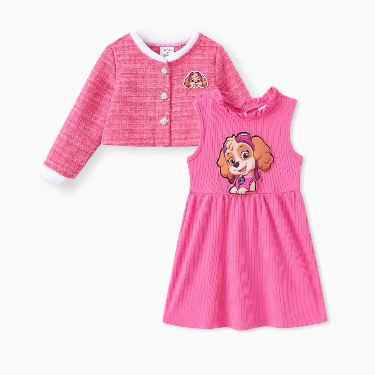 PAW Patrol Toddler Girls 2pcs Cropped Tweed Jacket with Sleeveless Dress Set