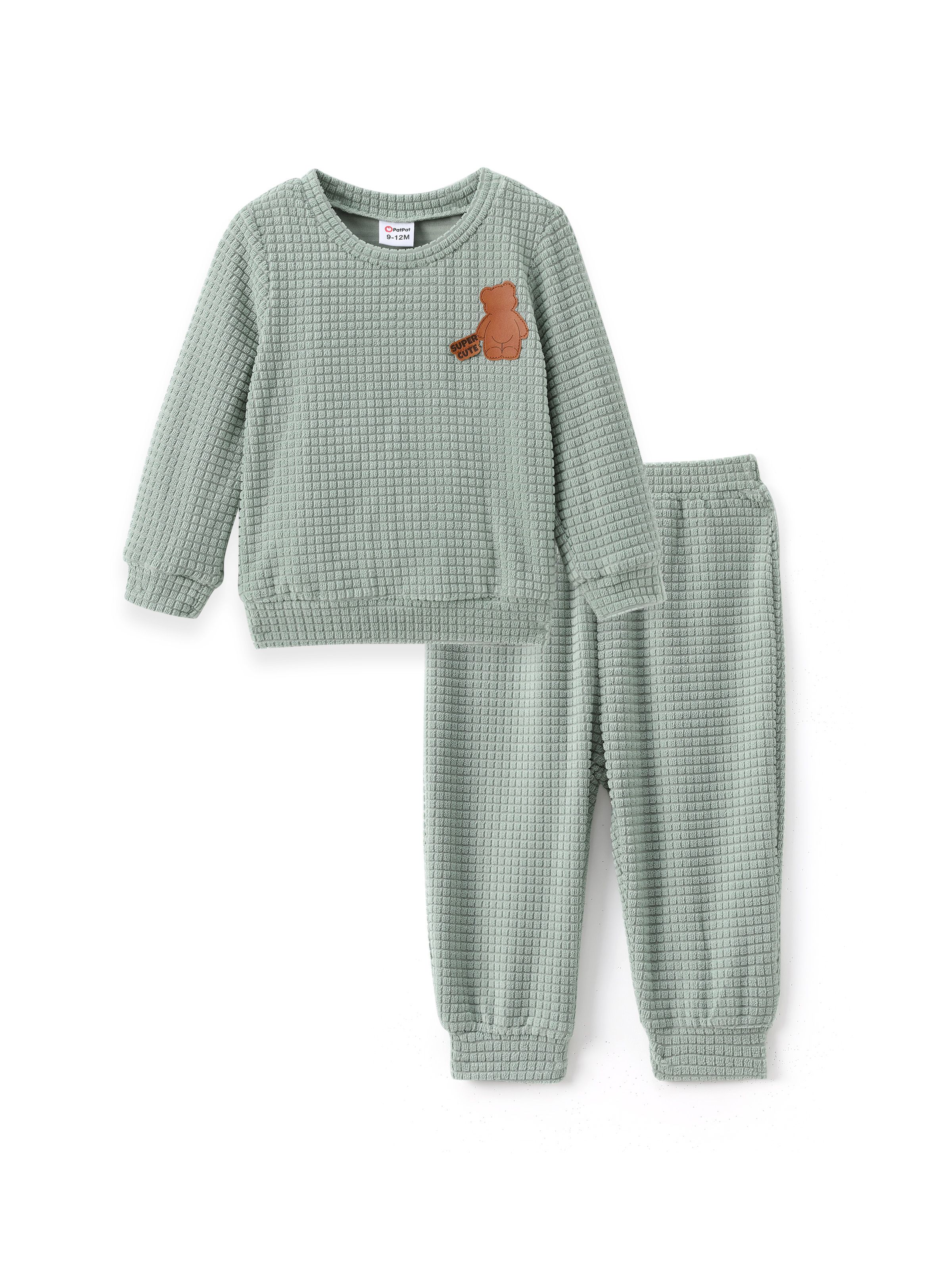 

Baby Boy/Girl 2pcs Bear Embroidered Sweatshirt and Pants Set