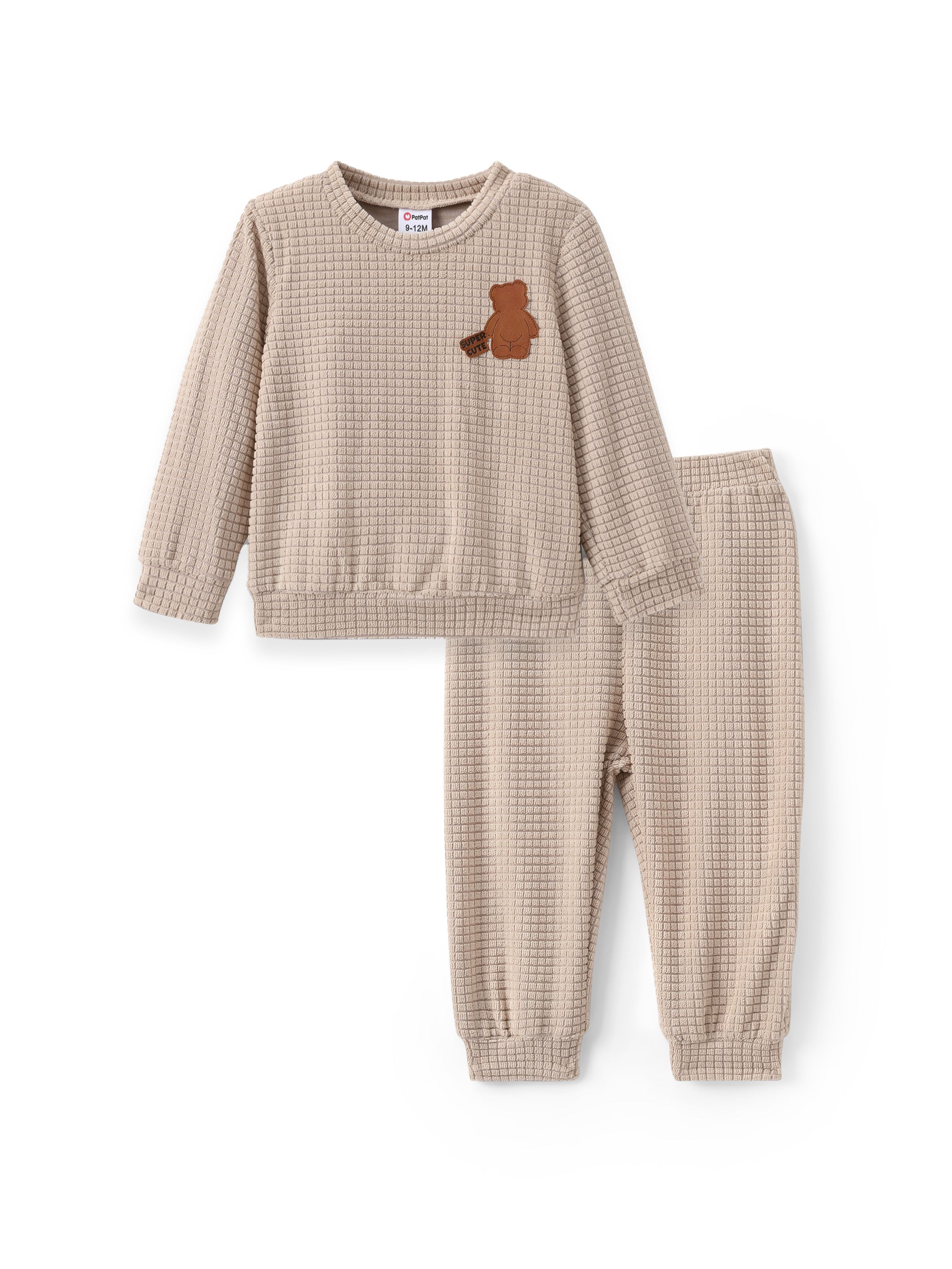 

Baby Boy/Girl 2pcs Bear Embroidered Sweatshirt and Pants Set