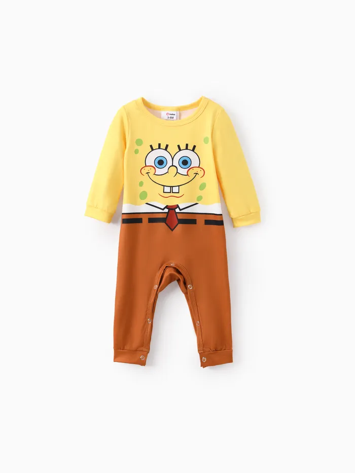 SpongeBob Schwammkopf Baby Mädchen/Junge Halloween Langarm-Cosplay-Jumpsuit 