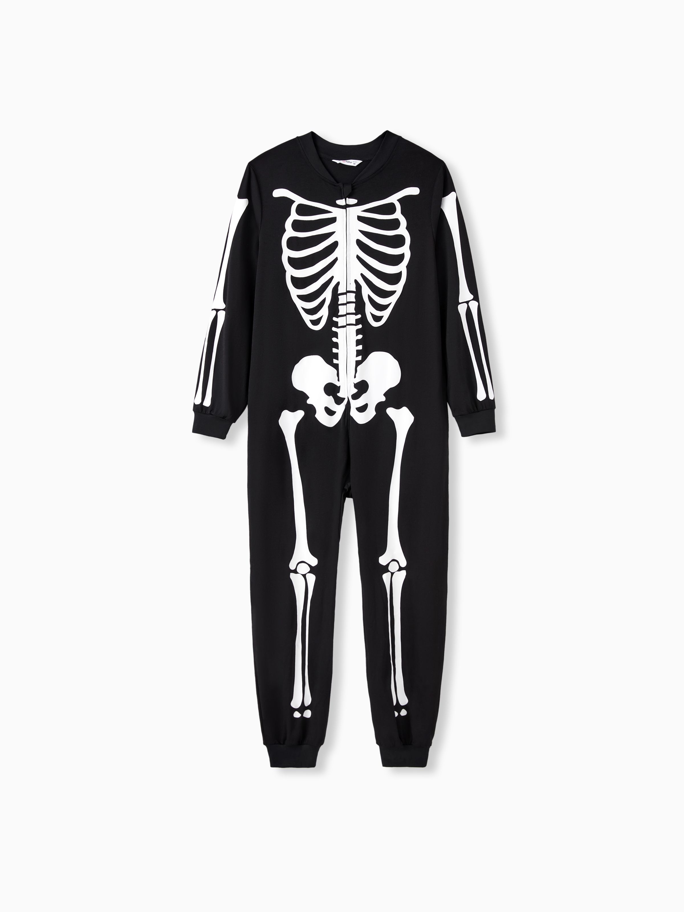

Halloween Family Matching Pajamas Sets Zipper Skeleton Pattern Long Sleeves Onesies (Flame Resistant)