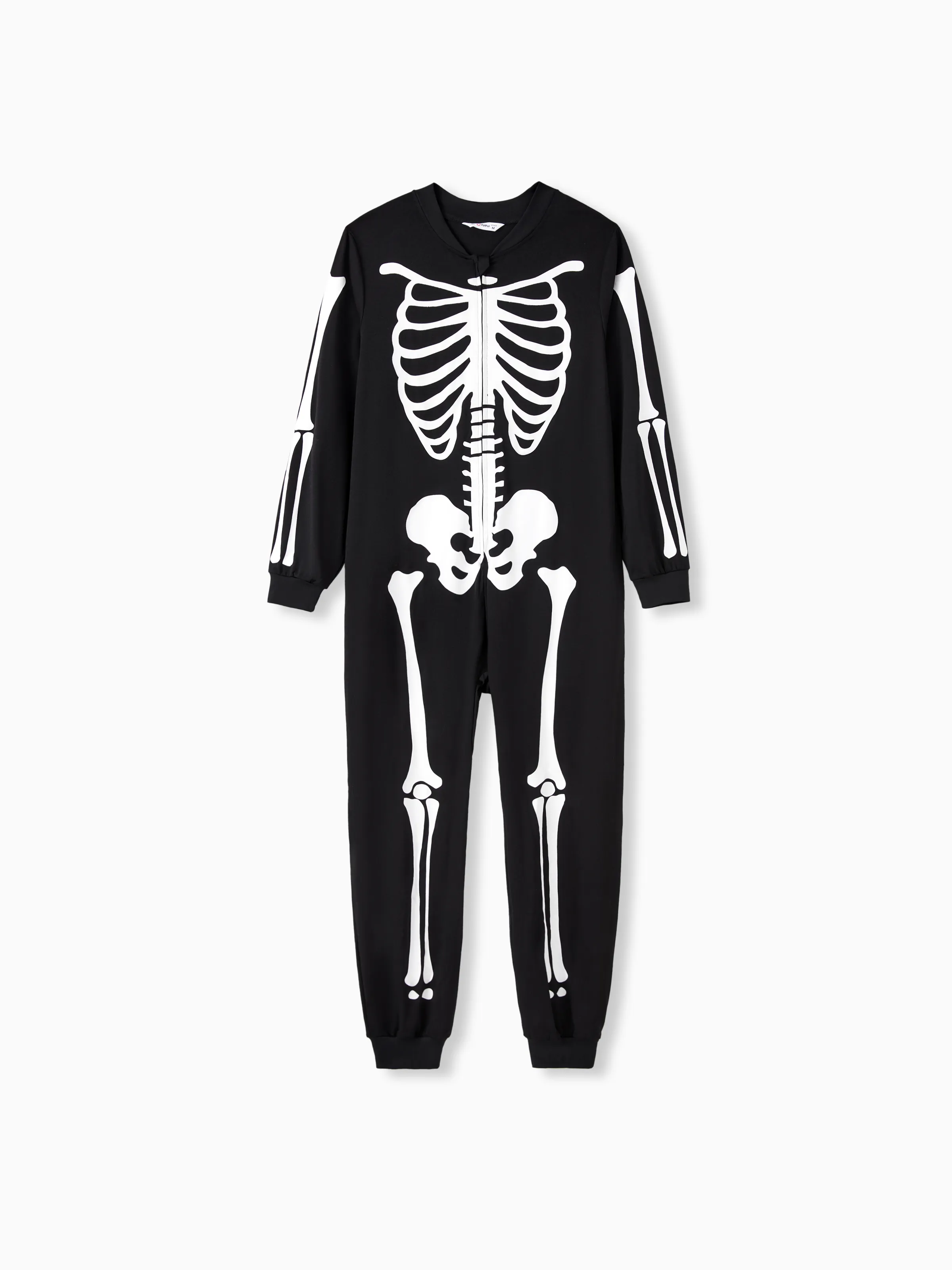 

Halloween Family Matching Pajamas Sets Zipper Skeleton Pattern Long Sleeves Onesies