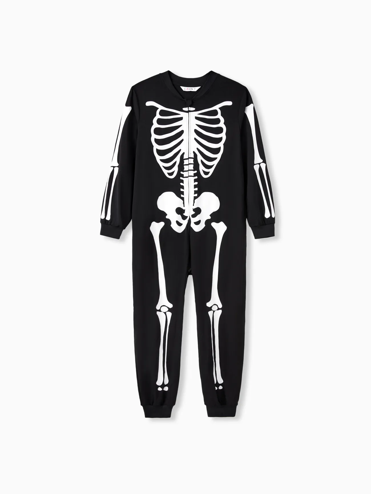 

Halloween Family Matching Pajamas Sets Zipper Skeleton Pattern Long Sleeves Onesies