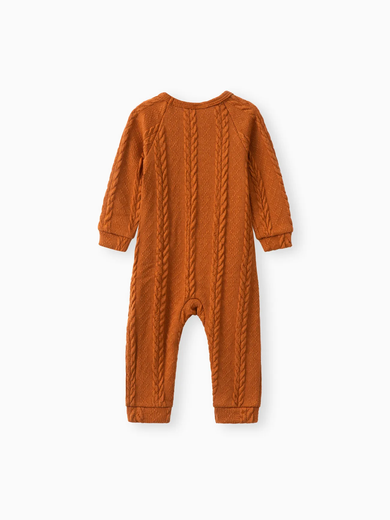 braun - Baby Junge / Mädchen Solid Cable Knit Langarm Jumpsuit - image 2