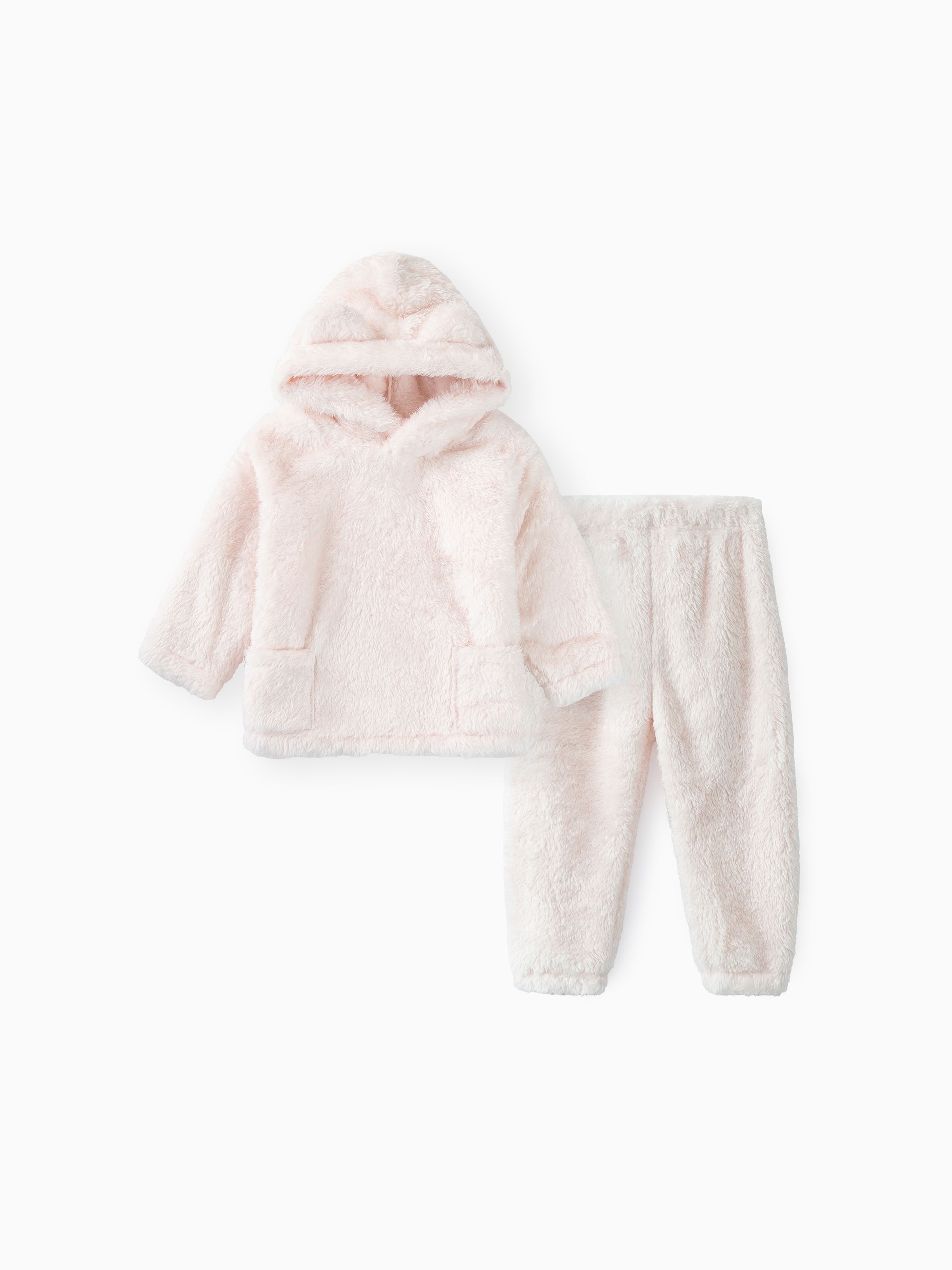 

2-piece Toddler Girl/Boy Ear Design Fuzzy Hoodie Sweatshirt and Pants