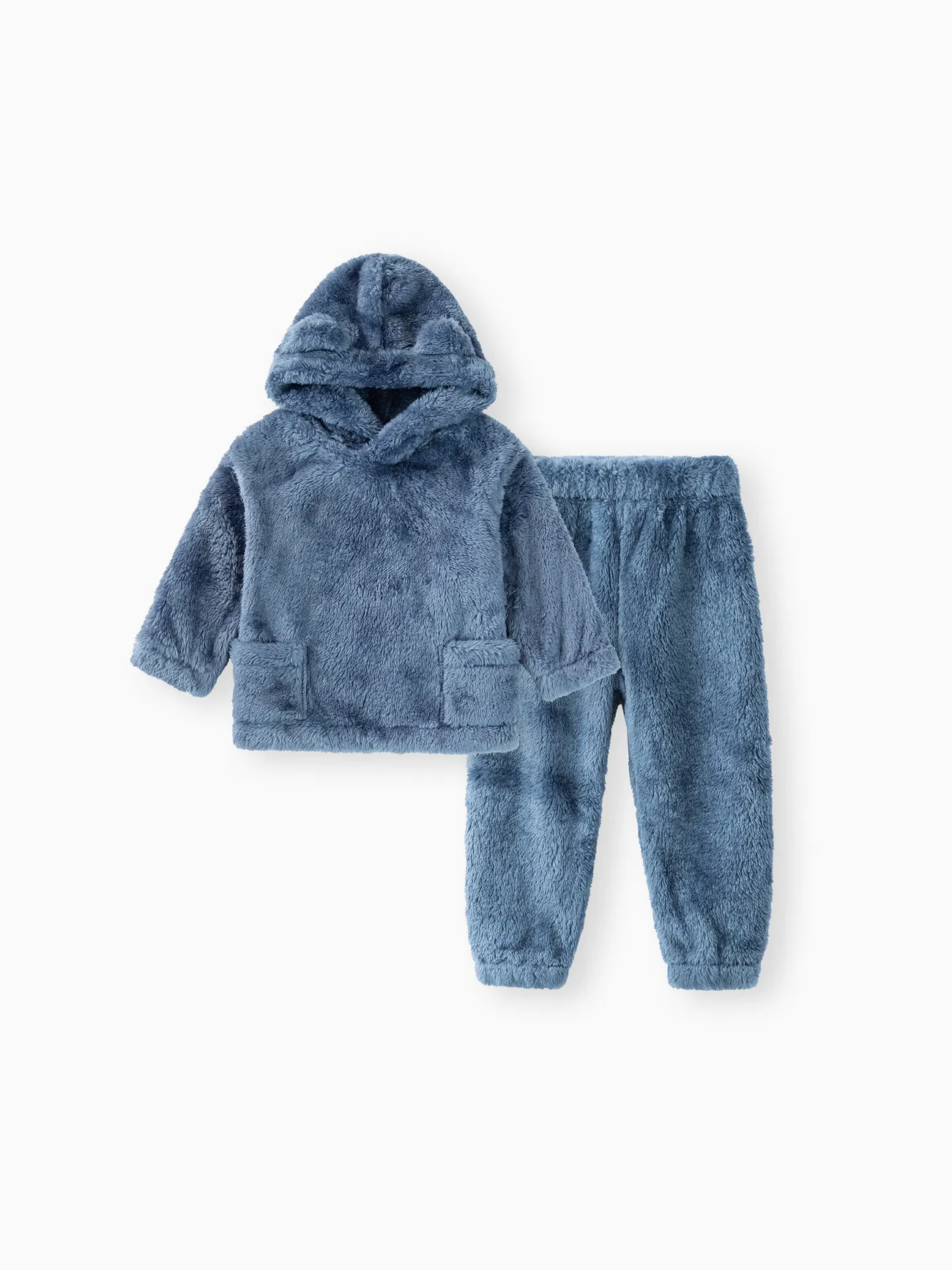 2-piece Toddler Girl/Boy Ear Design Fuzzy Hoodie Sweatshirt and Pants