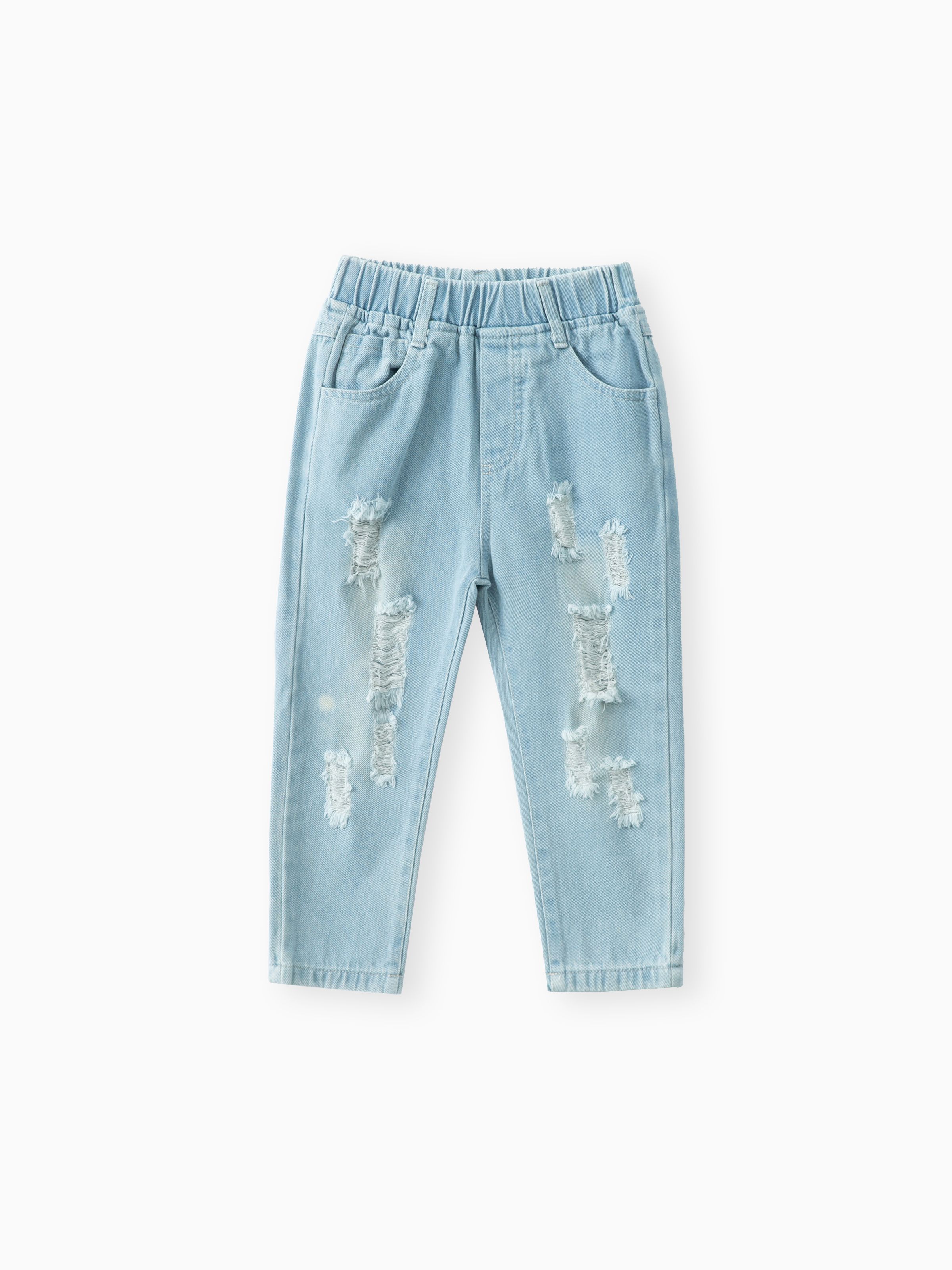 

Toddler Girl/Boy Elasticized Ripped Denim Jeans