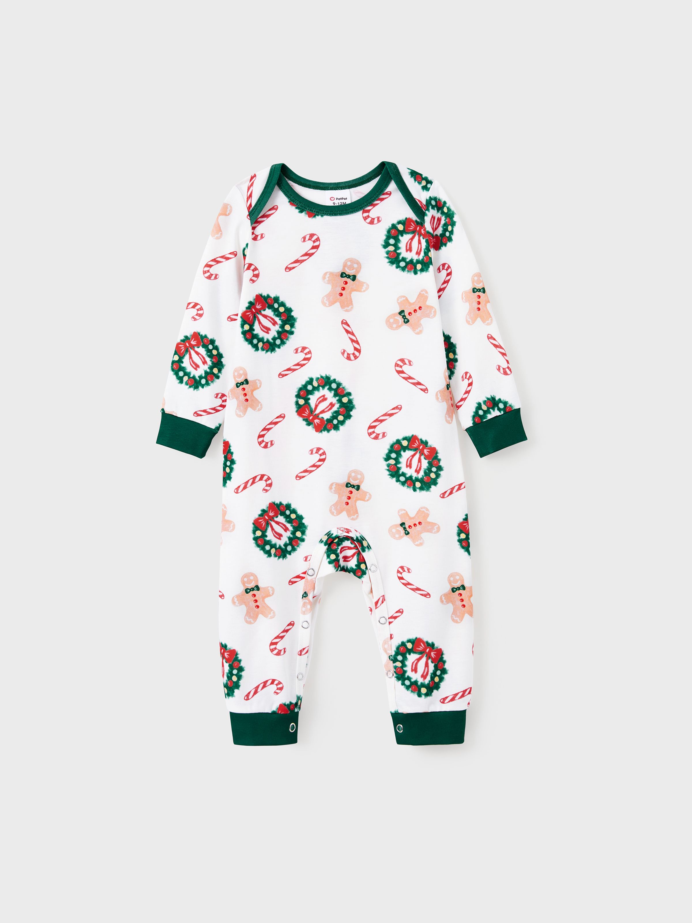 

Christmas Family Matching Raglan Sleeves Gingerbread Man Pattern Slogan Pajamas Sets with Drawstring and Pockets (Flame Resistant)