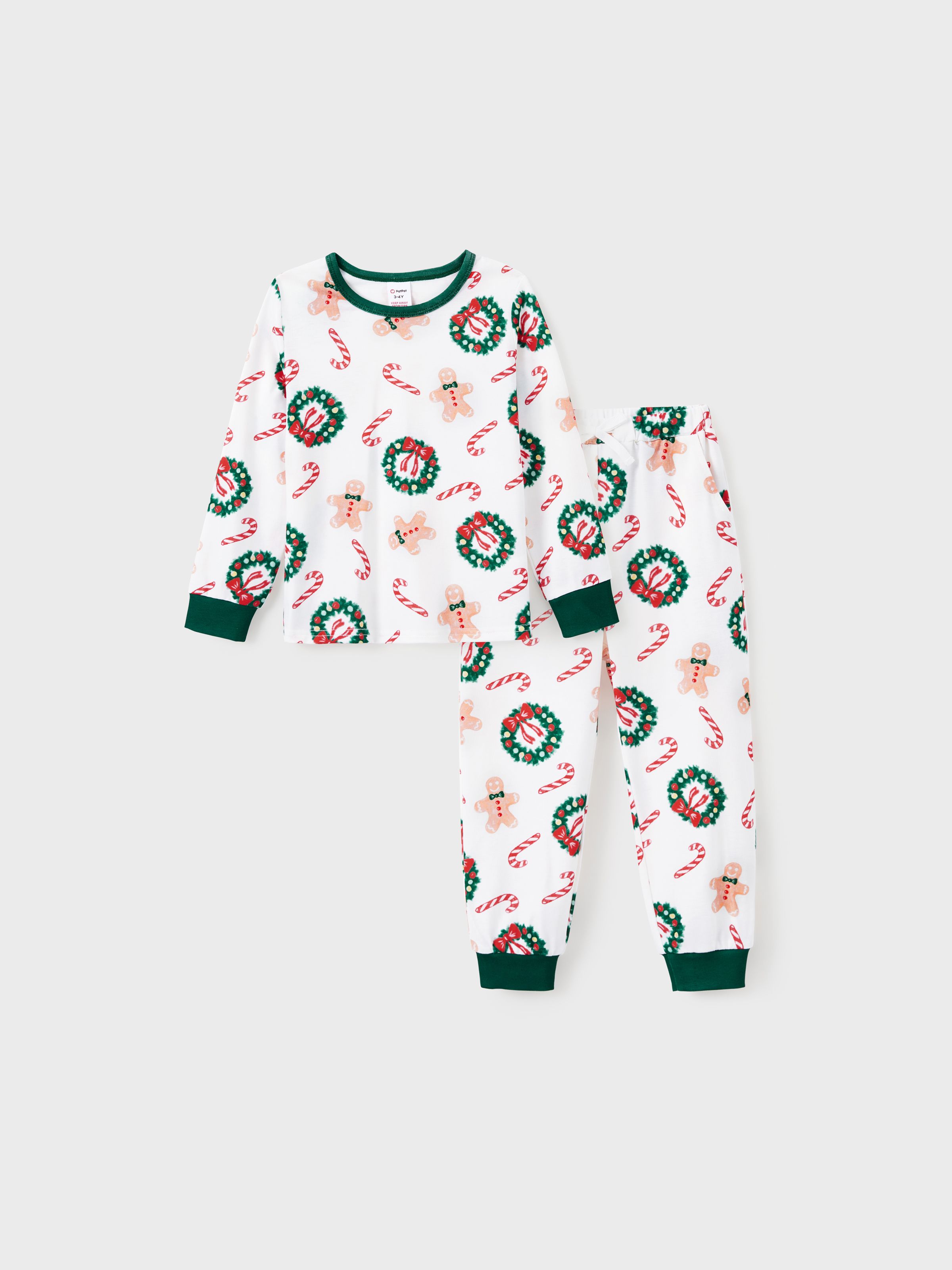 

Christmas Family Matching Raglan Sleeves Gingerbread Man Pattern Slogan Pajamas Sets with Drawstring and Pockets