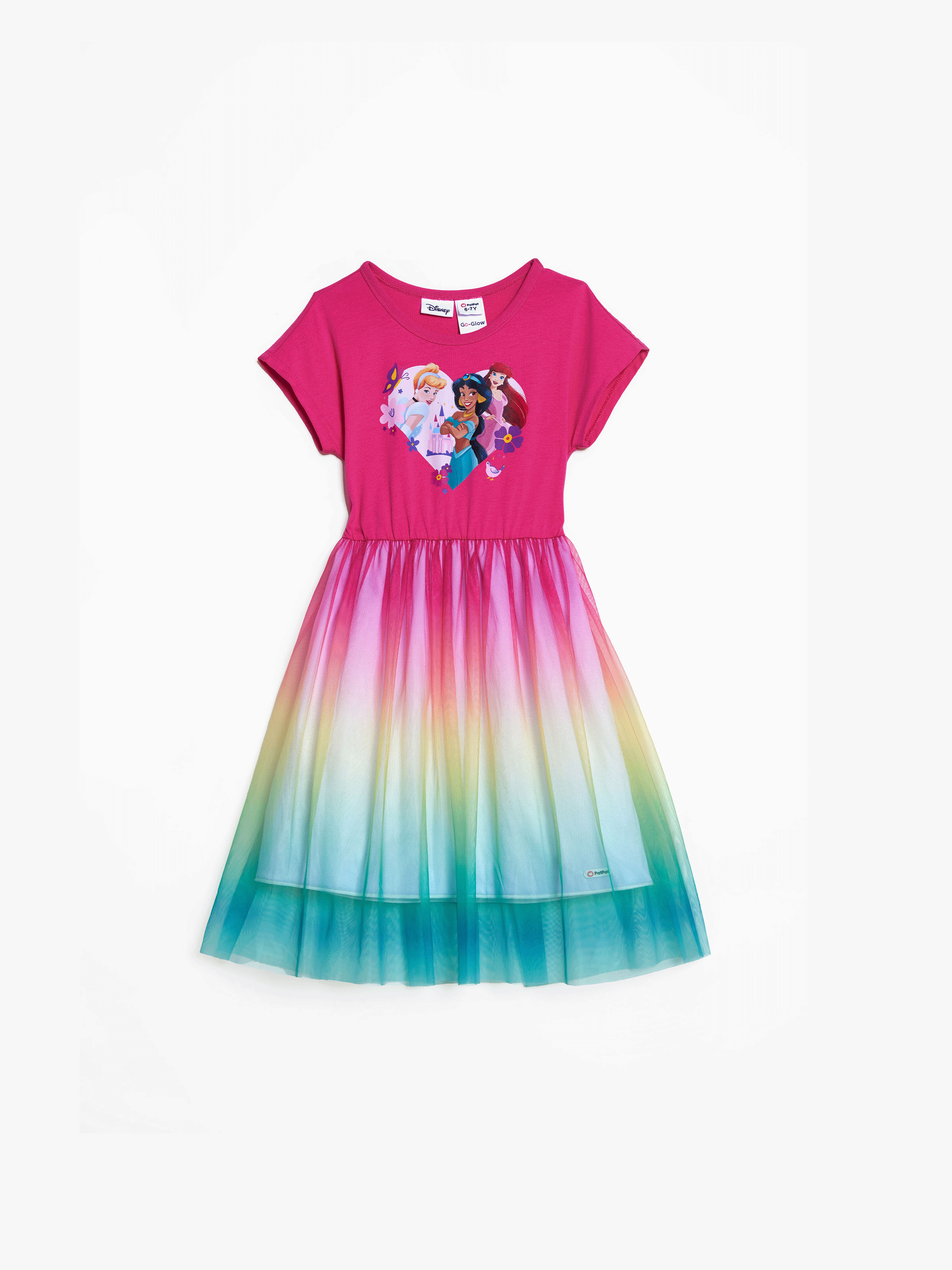 

Disney Princess Toddler/Kid Girl 1pc Glow in the Dark Floral Heart-shape Tulle Dress