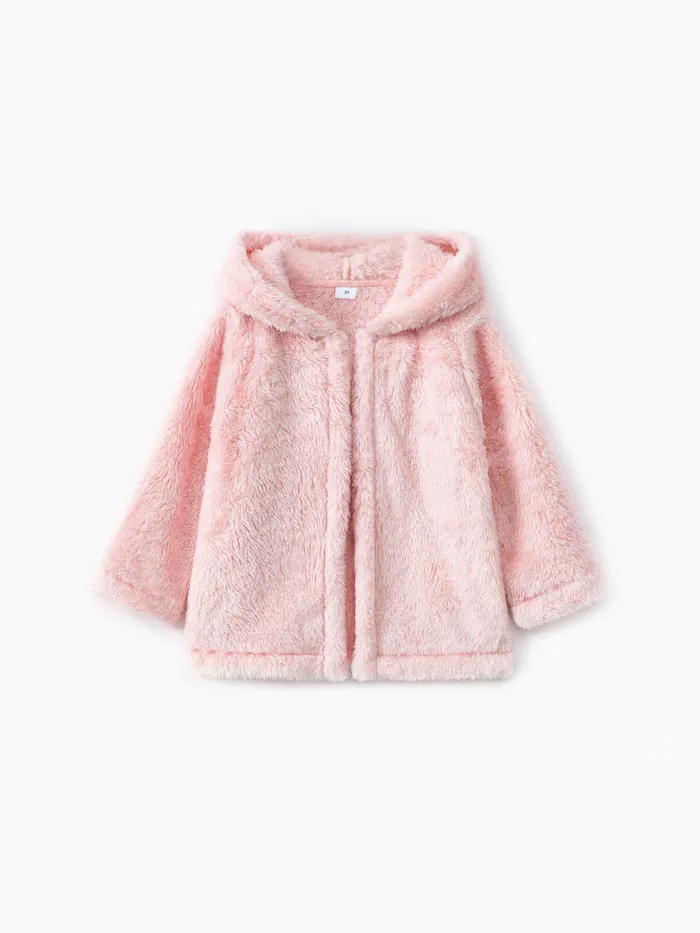 Toddler Girl/Boy Basic Solid Color Polar Fleece Hooded Coat