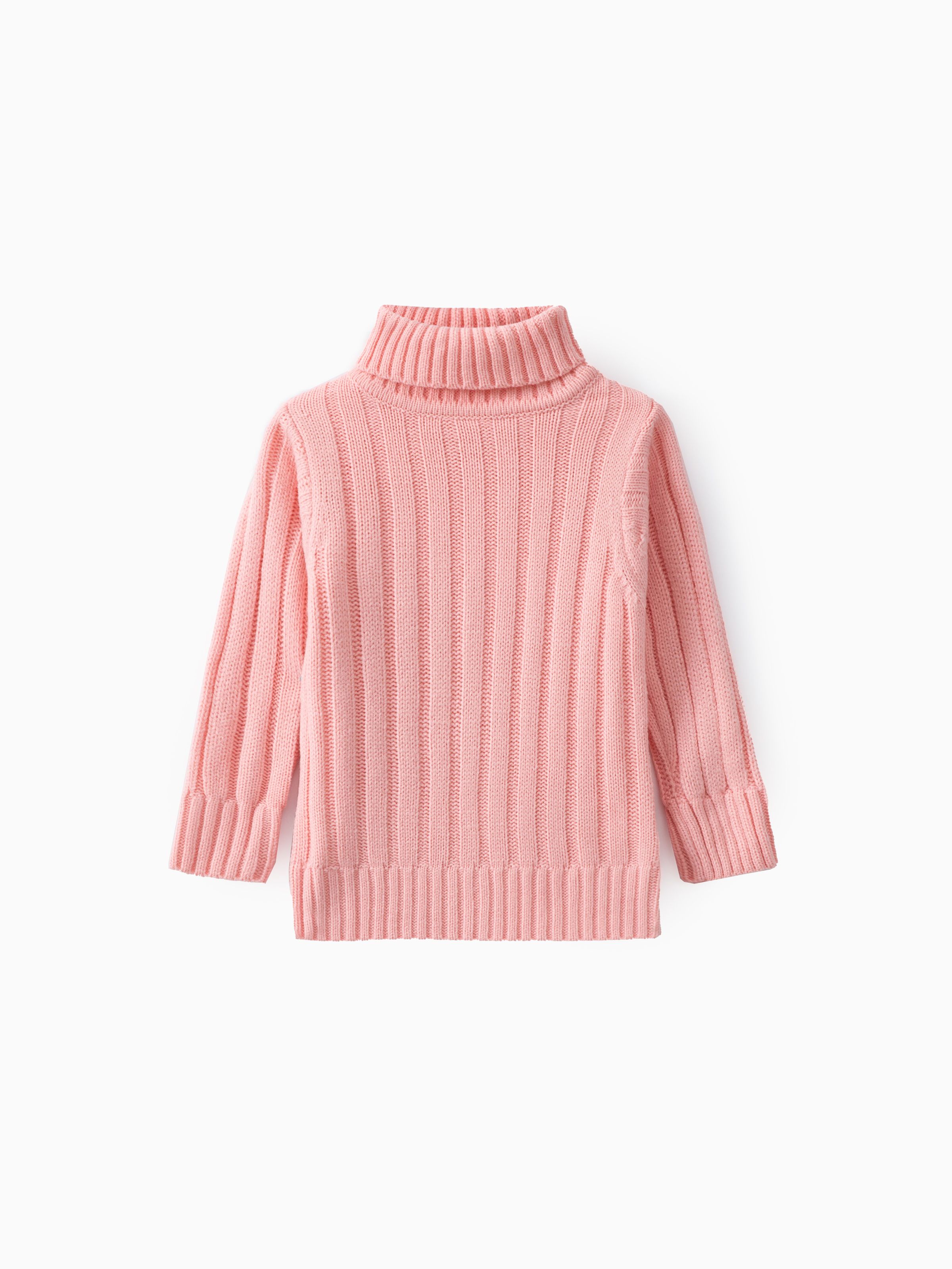 

Toddler Girl/Boy Turtleneck Ribbed Knit Sweater