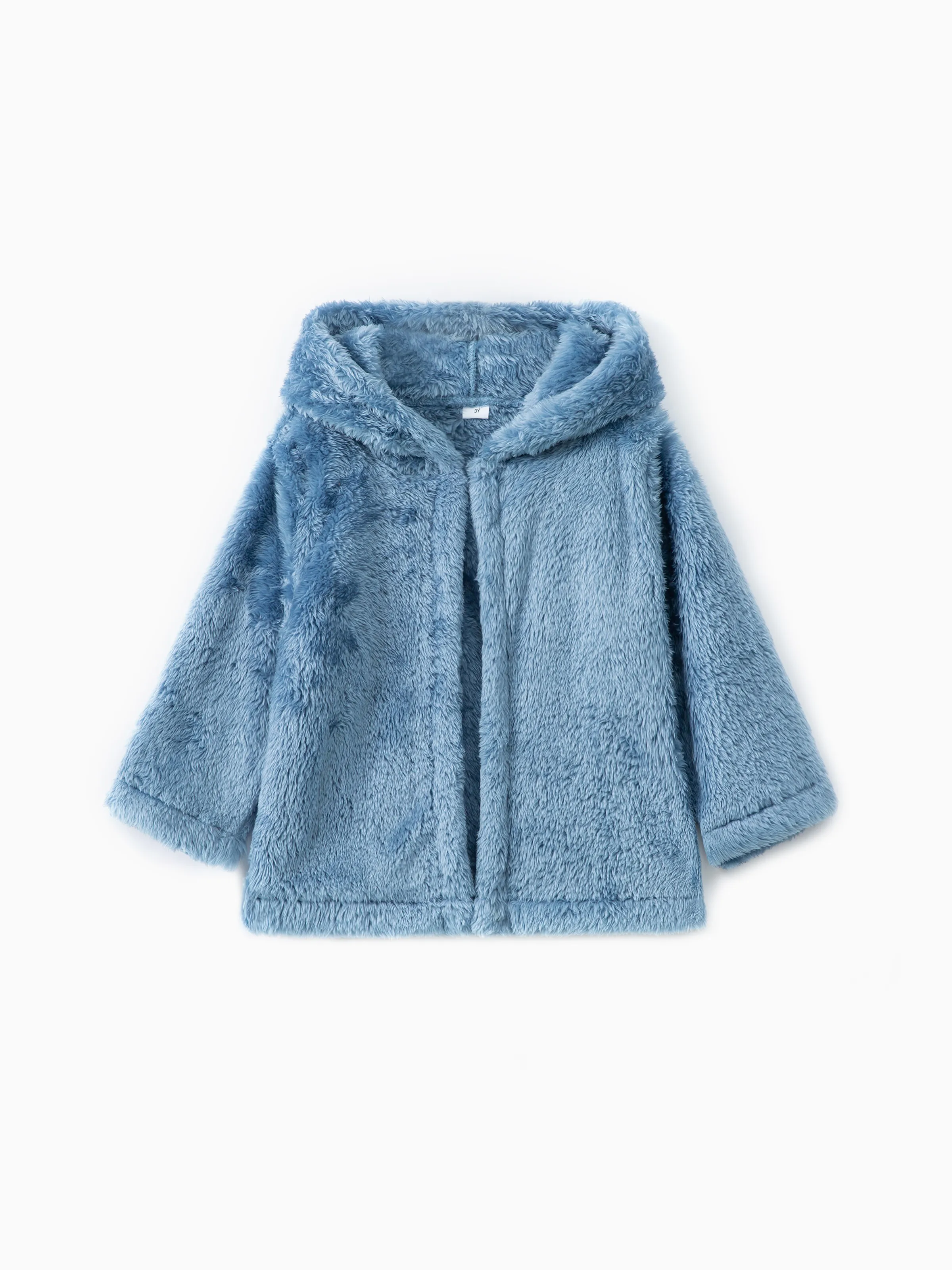 Toddler Girl/Boy Basic Solid Color Polar Fleece Hooded Coat Bluish Grey
