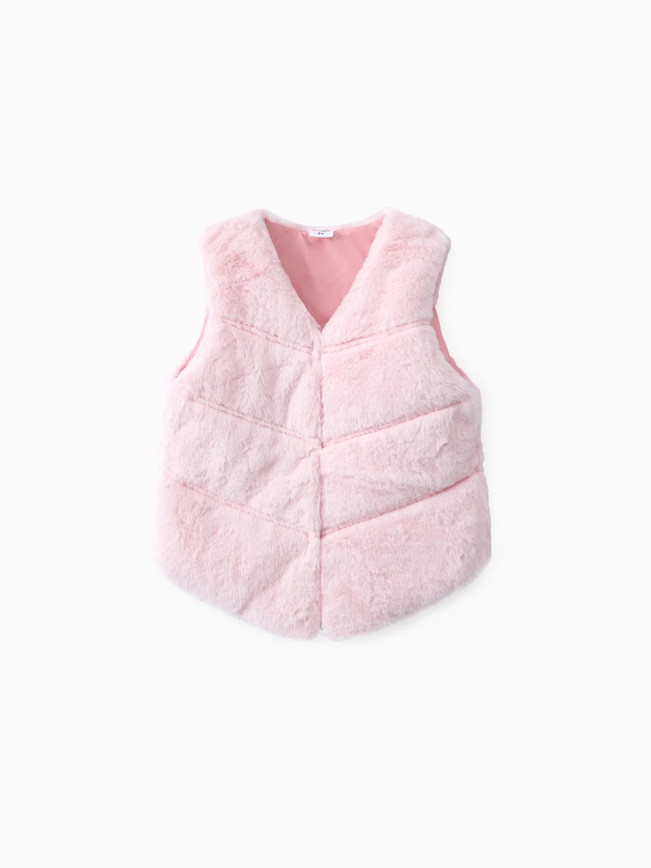 

Toddler Girl Trendy Button Design Fuzzy Faux Fur Vest Coat