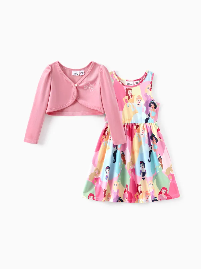 Disney Princess Toddler Girl 2pcs Allover Print Tank Dress and Long-sleeve Set