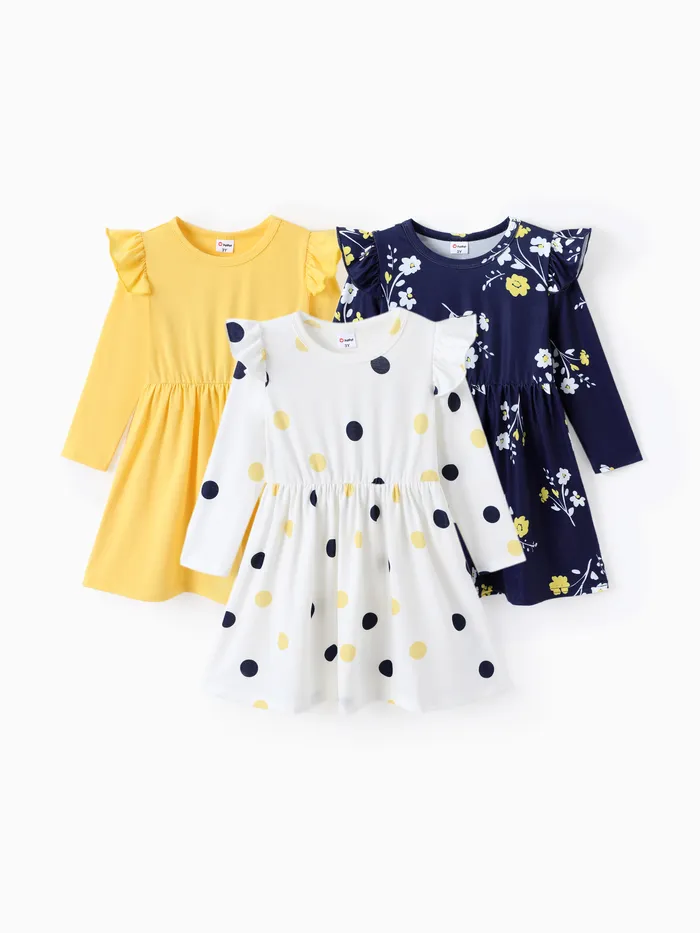 Toddler Girl 3PCS Floral Ruffle Dress