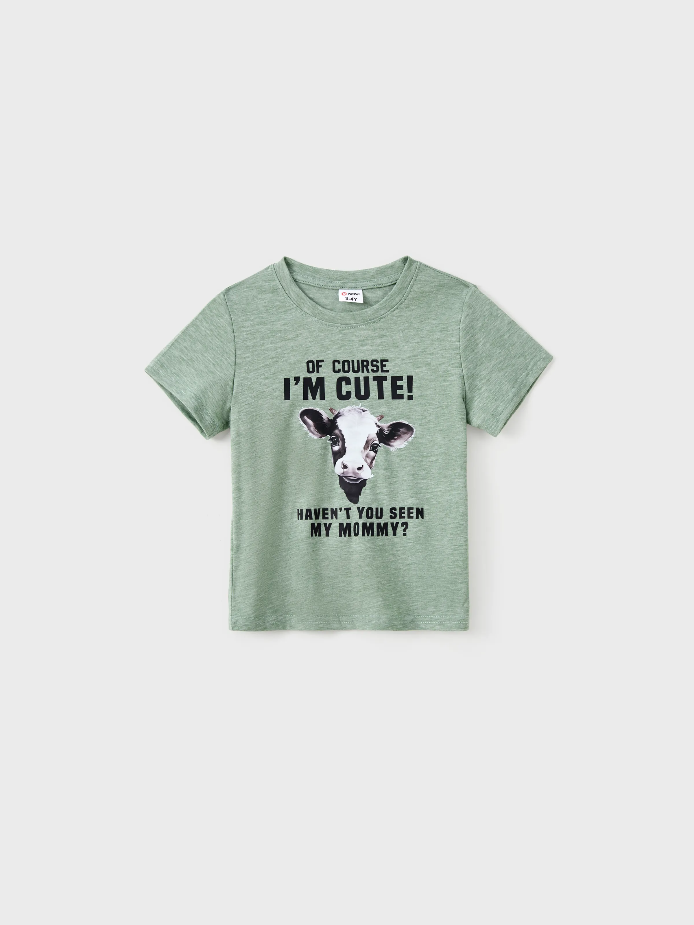 

Family Matching Farm Style Solid Color Short Sleeves Cow Pattern Graphic Tops