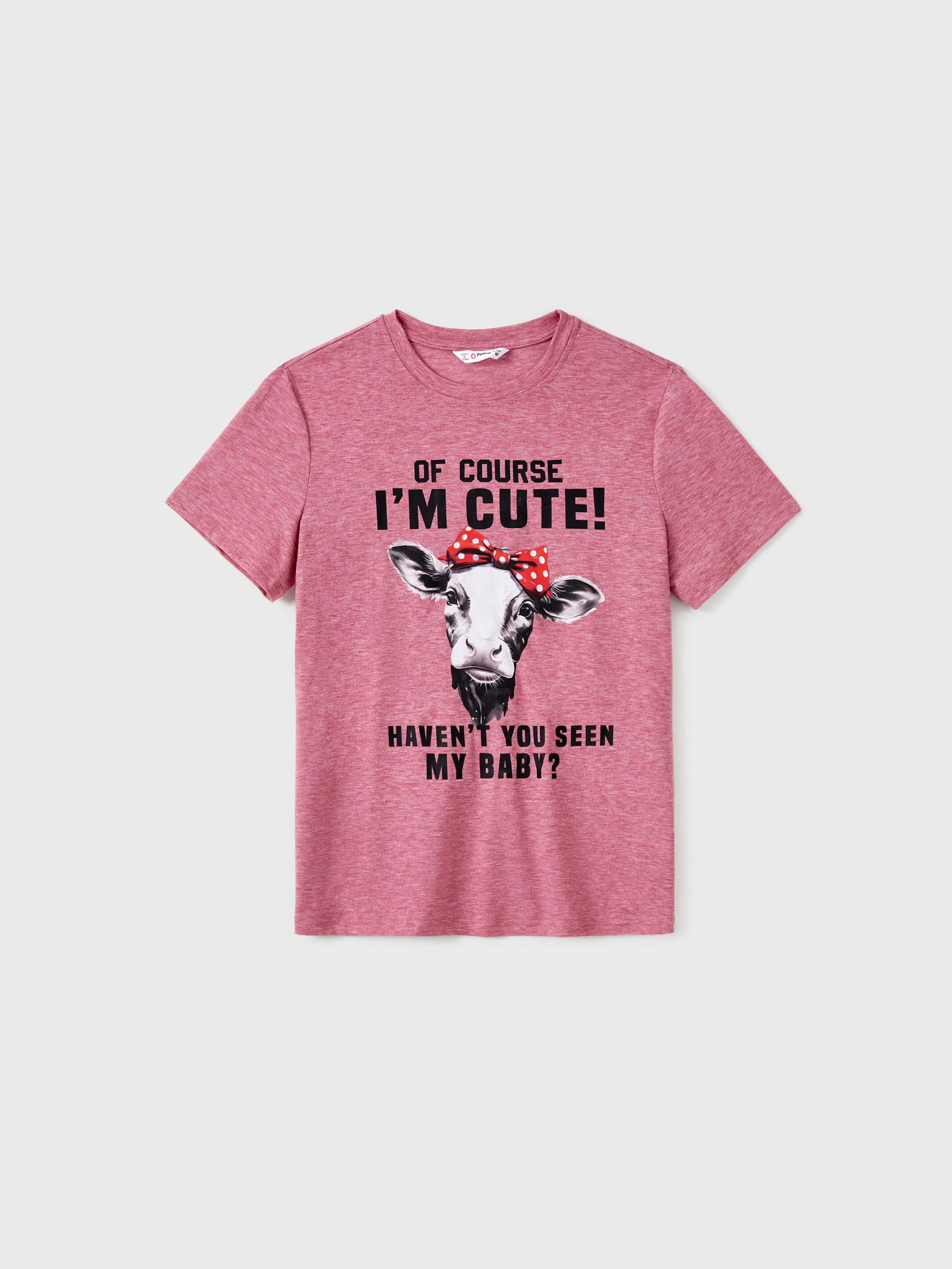 

Family Matching Farm Style Solid Color Short Sleeves Cow Pattern Graphic Tops