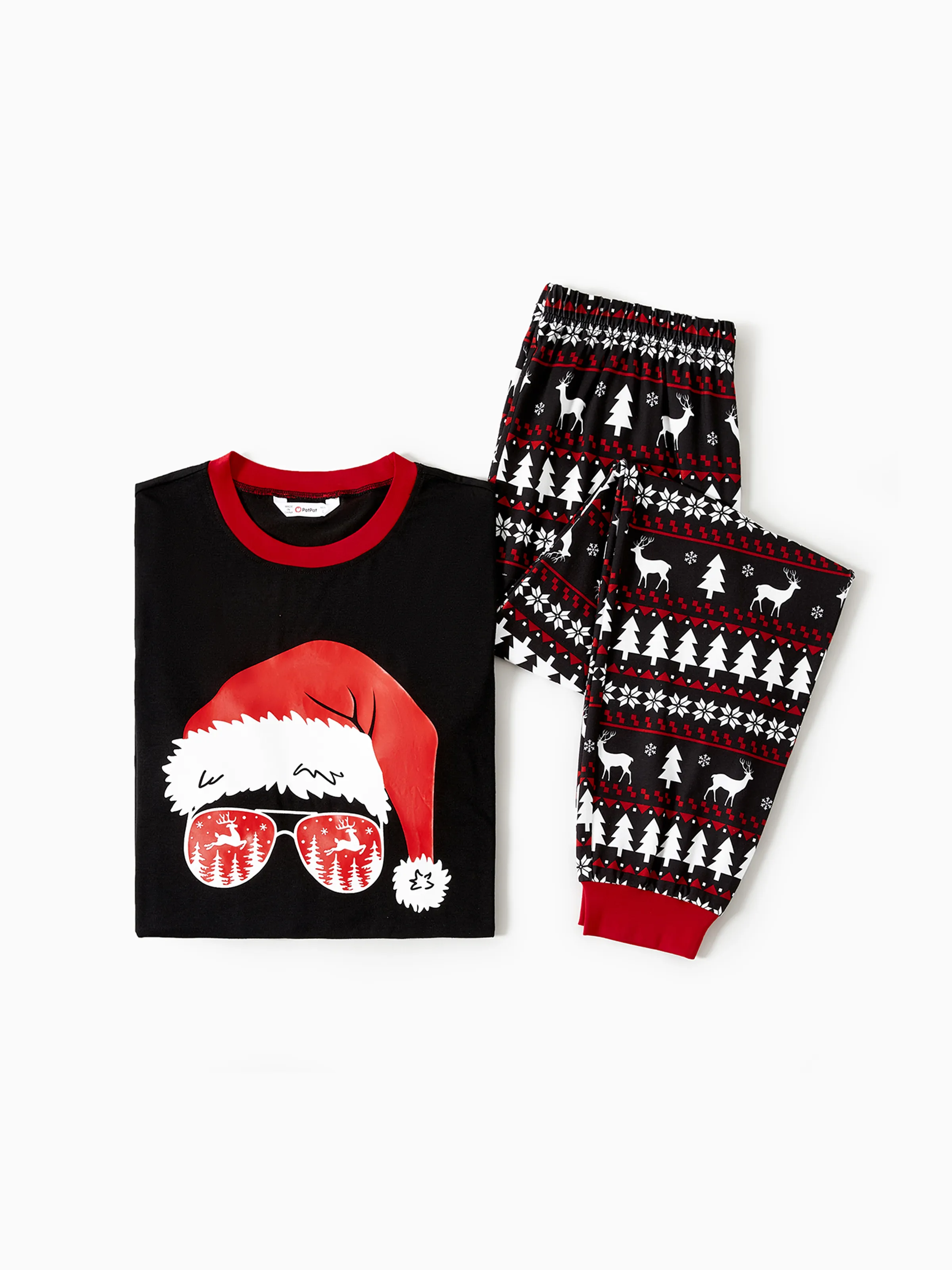 

Christmas Family Matching Santa hats and Reindeers Print Long-sleeve Pajamas Sets (Flame Resistant)