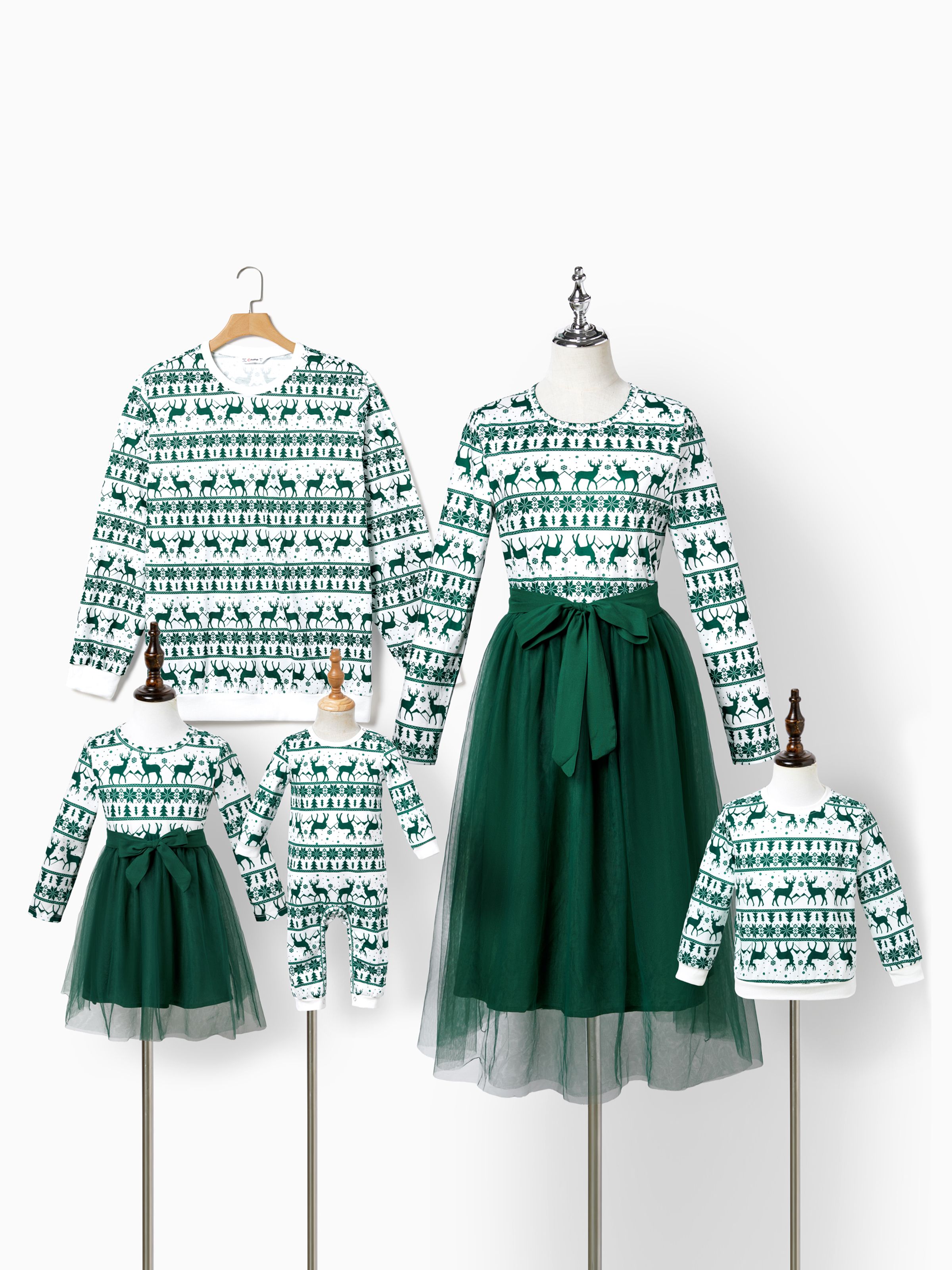 Matching Family Outfits Green Christmas Dress Tulle and Long Sleeve T shirt Only 15.68 PatPat UK Mobile