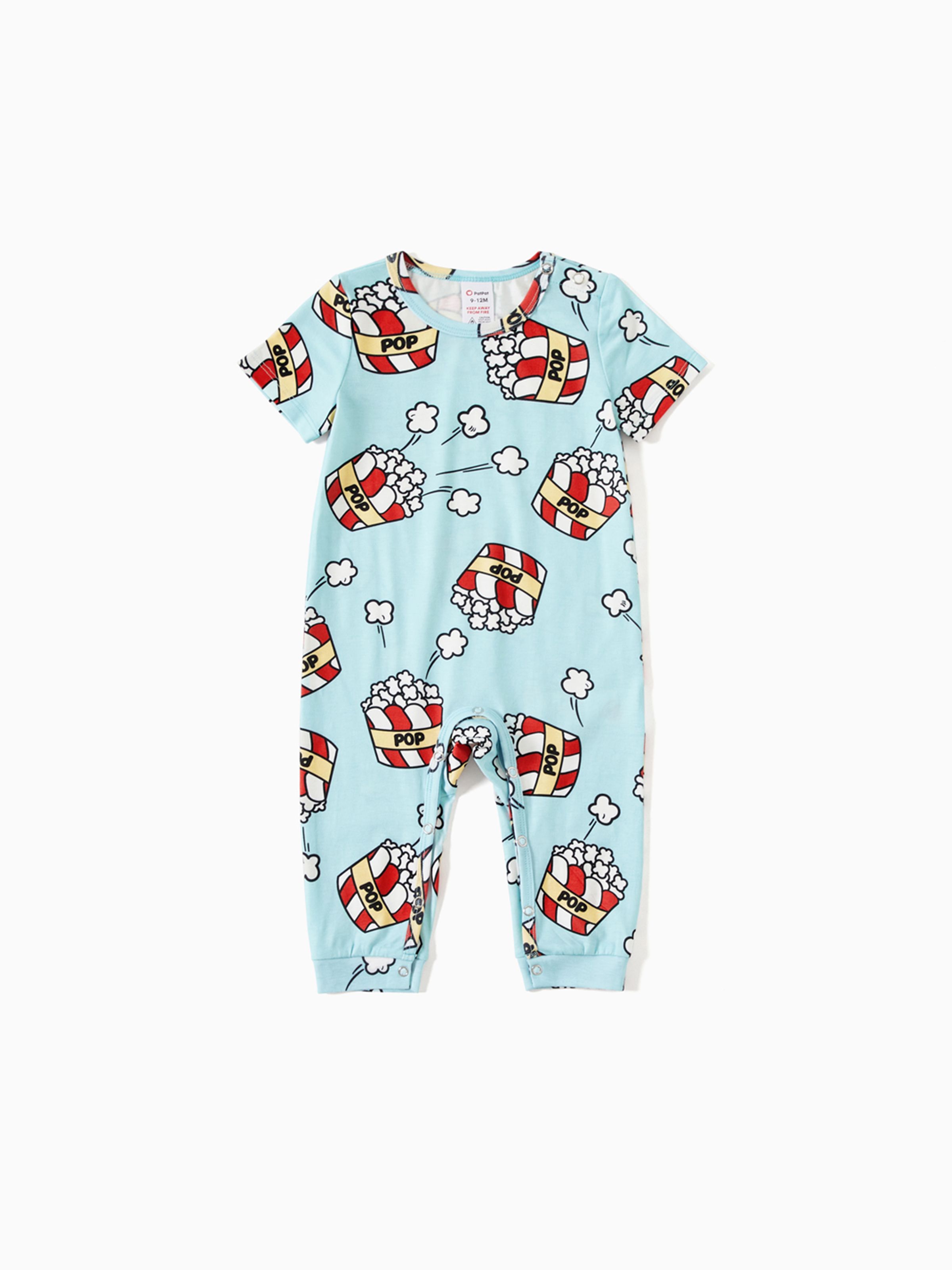 

Christmas Family Matching Popcorn Print Short-sleeve Cotton Pajamas Sets(Flame resistant)