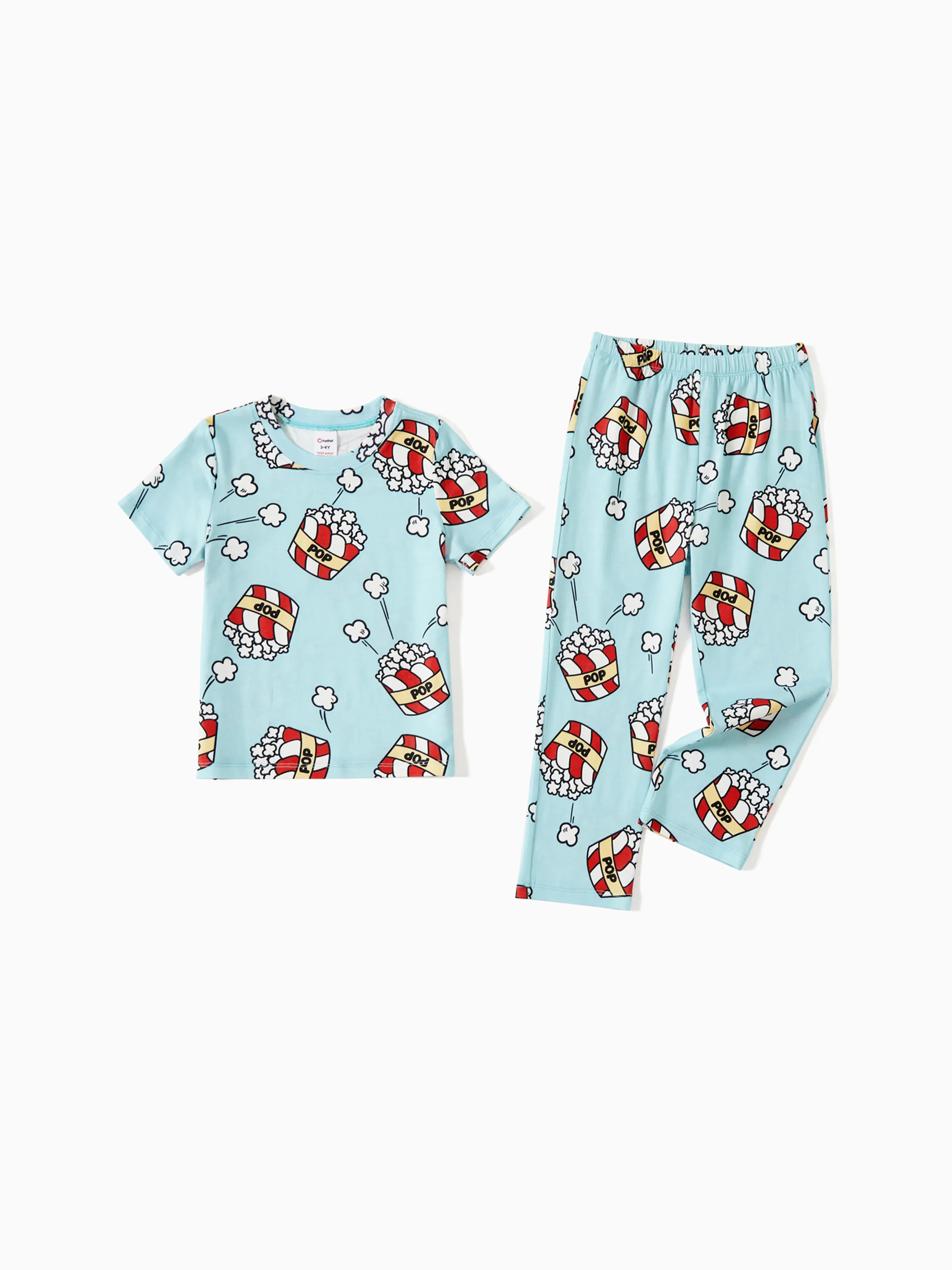 

Christmas Family Matching Popcorn Print Short-sleeve Cotton Pajamas Sets(Flame resistant)