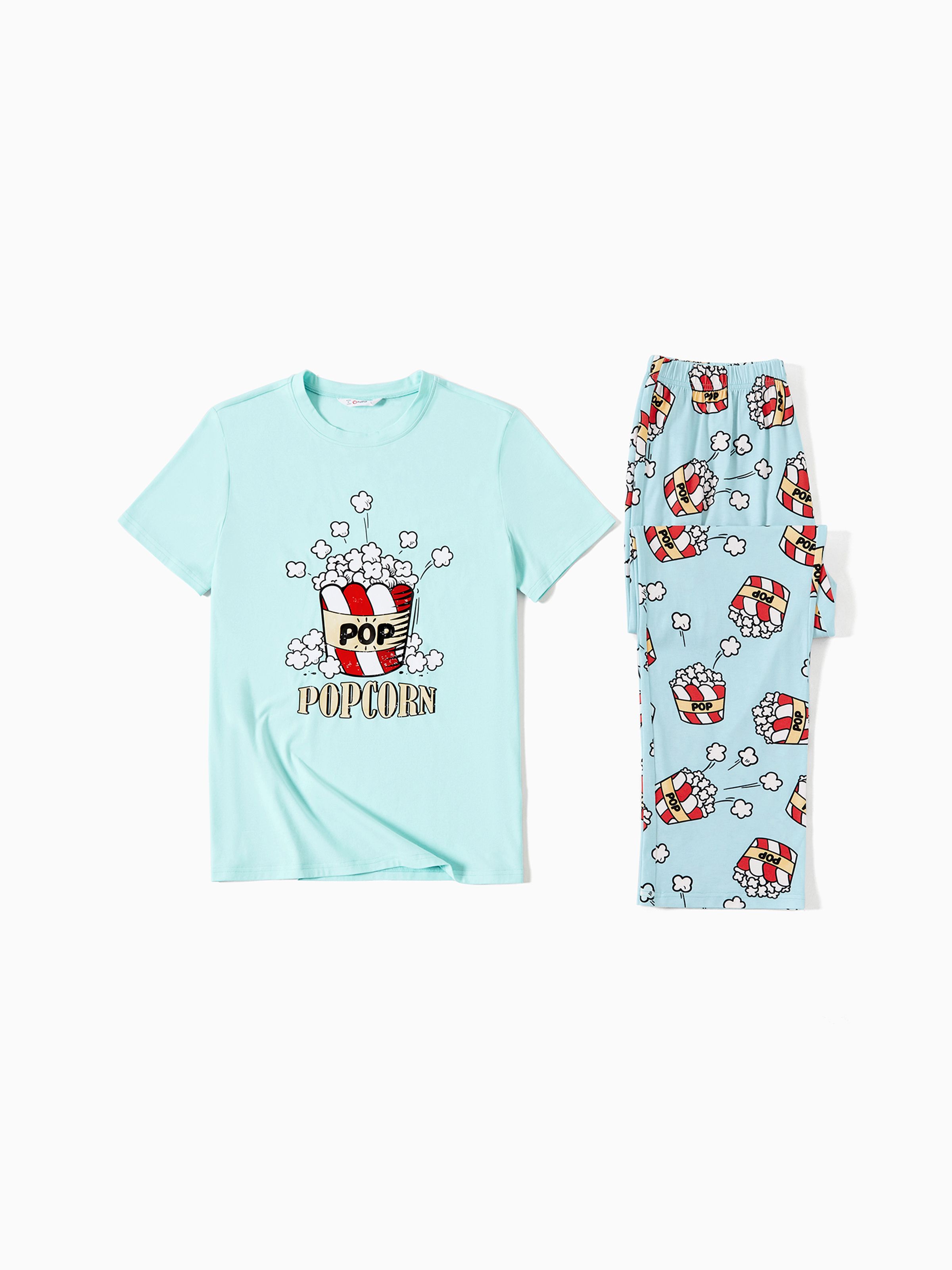 

Christmas Family Matching Popcorn Print Short-sleeve Cotton Pajamas Sets(Flame resistant)