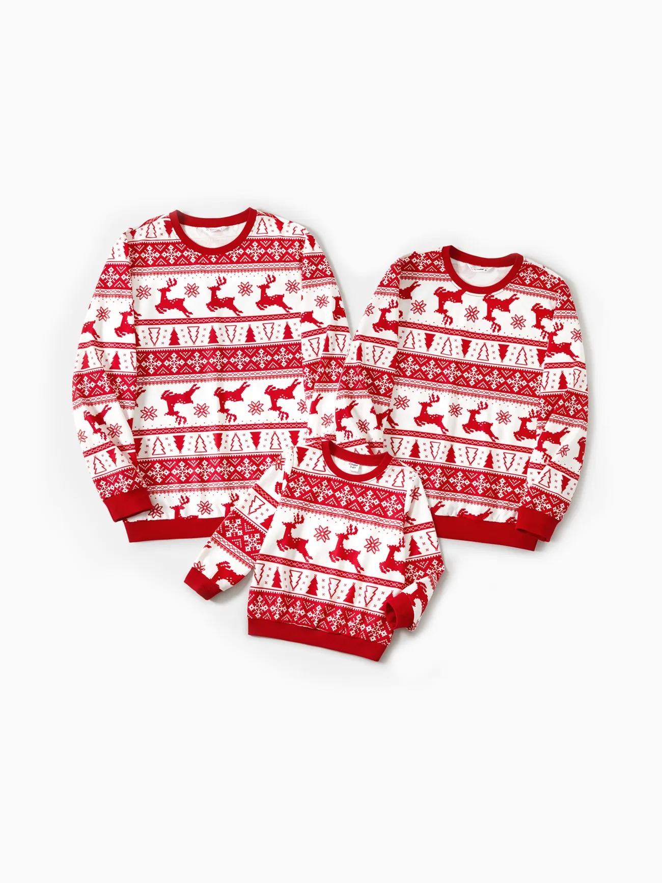 Family Christmas Sweatshirts Red Reindeer Print