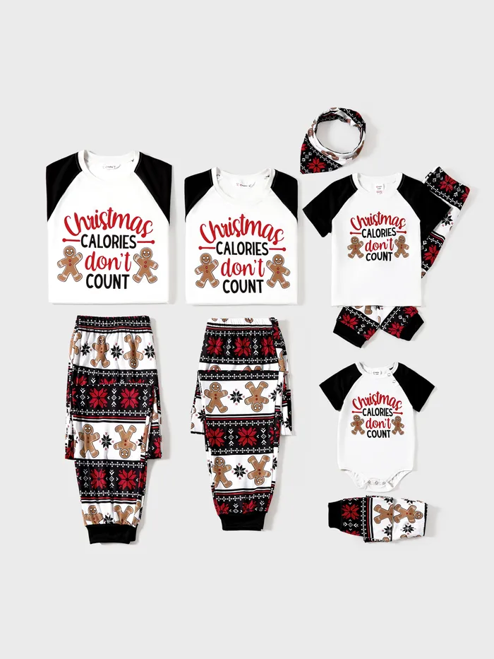 Christmas Family Matching Gingerbread Man Print Short-sleeve Pajamas Sets(Flame resistant)