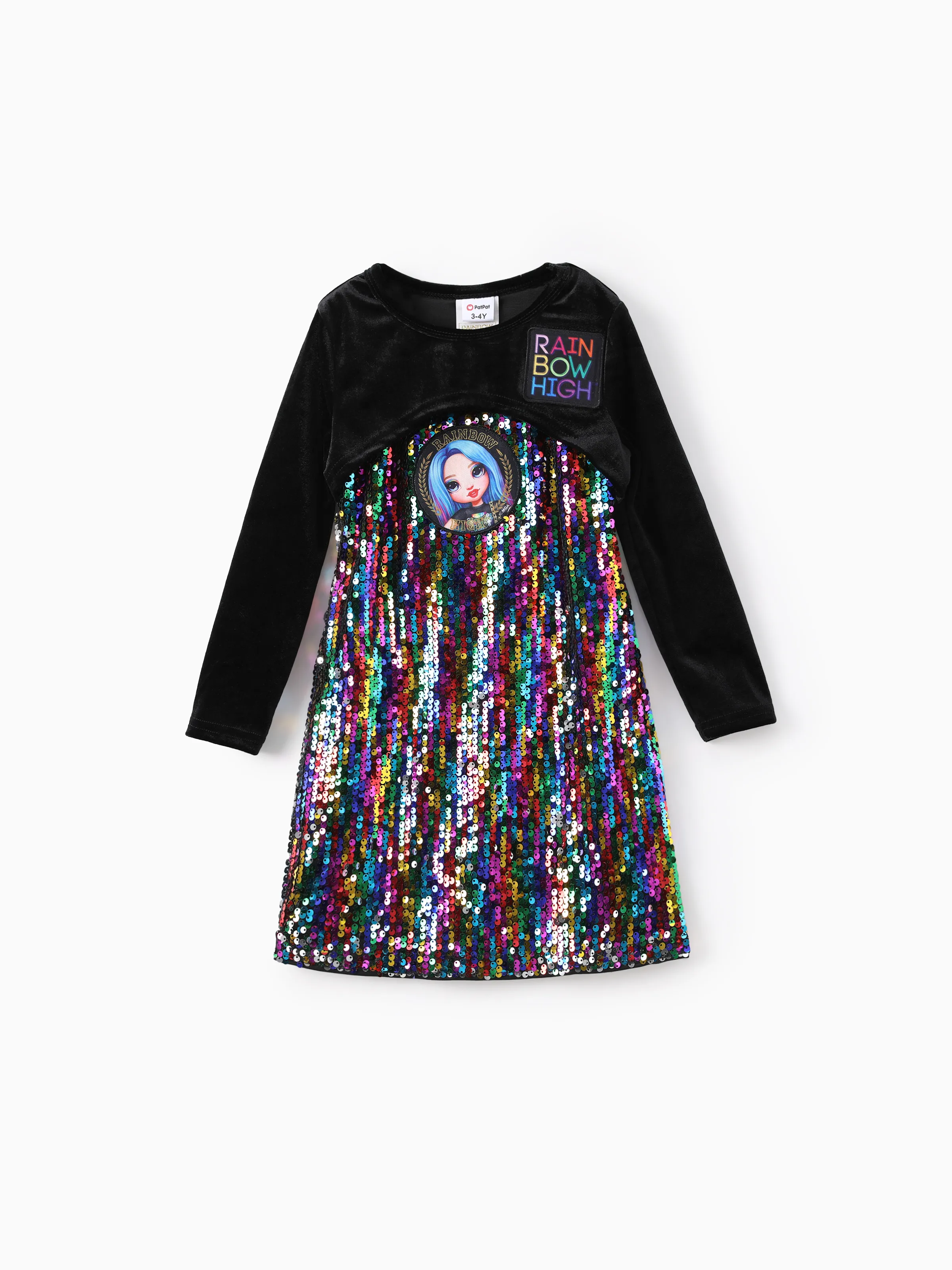 

Rainbow High Toddler/Kid Girl 2pcs Amaya Rainbow Sequin Dress with Fleece Crop Top