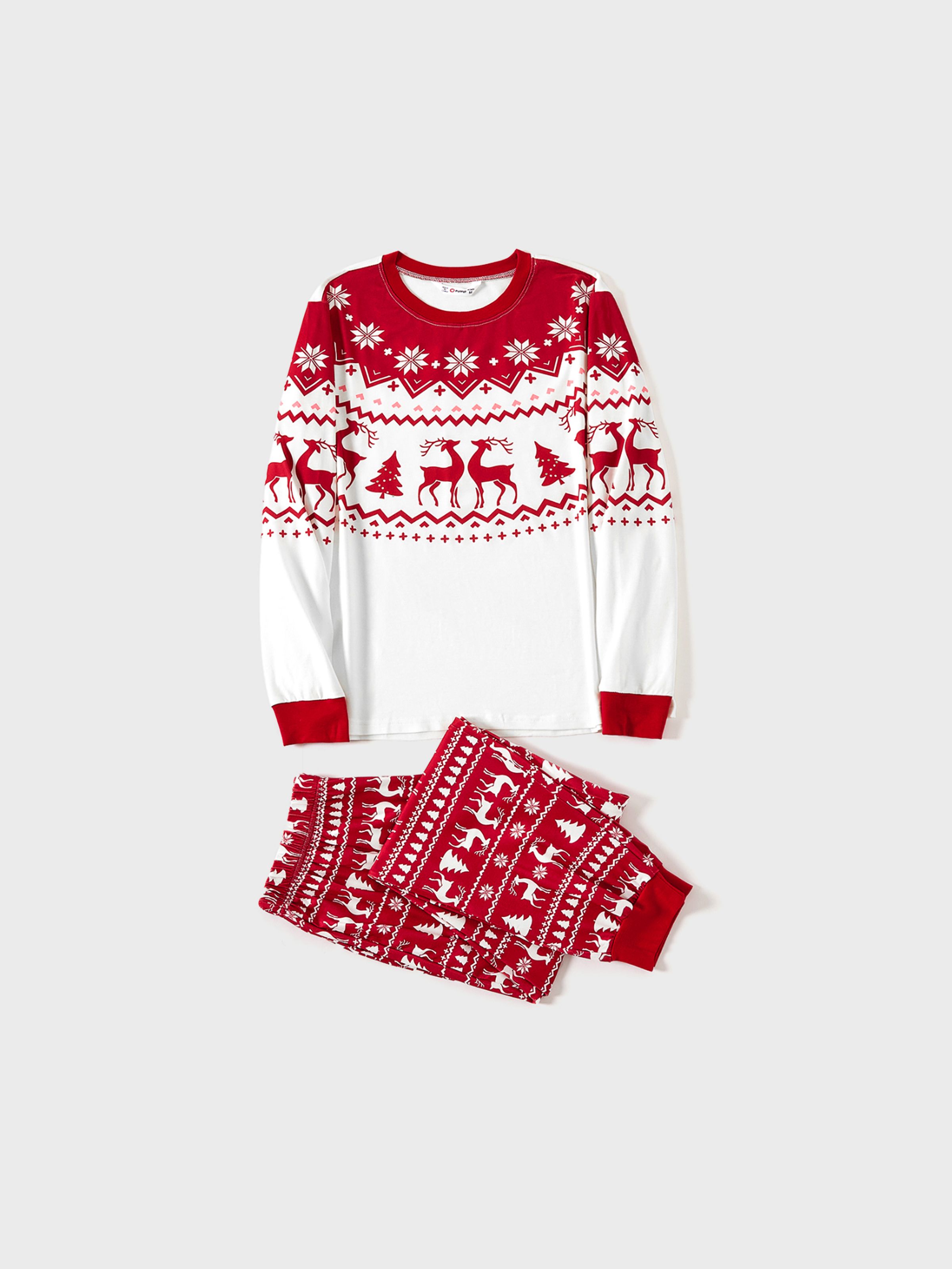

Christmas Reindeer and Snowflake Print Family Matching Pajamas Sets (Flame Resistant)