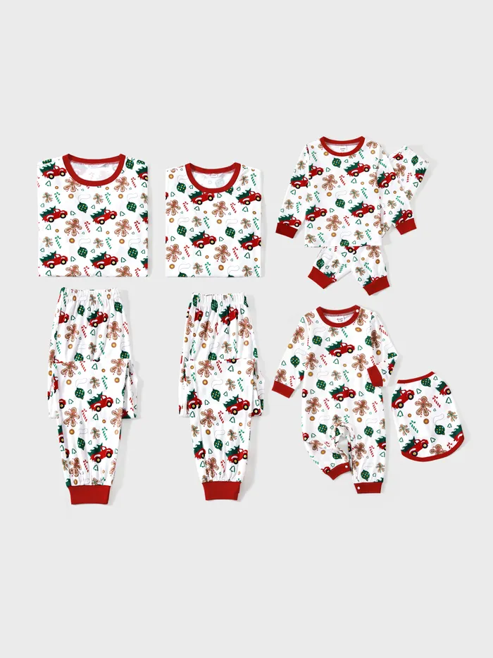 Christmas Family Look Medium Thickness Pajamas Set (2-Piece) in Polyester/Spandex Blend