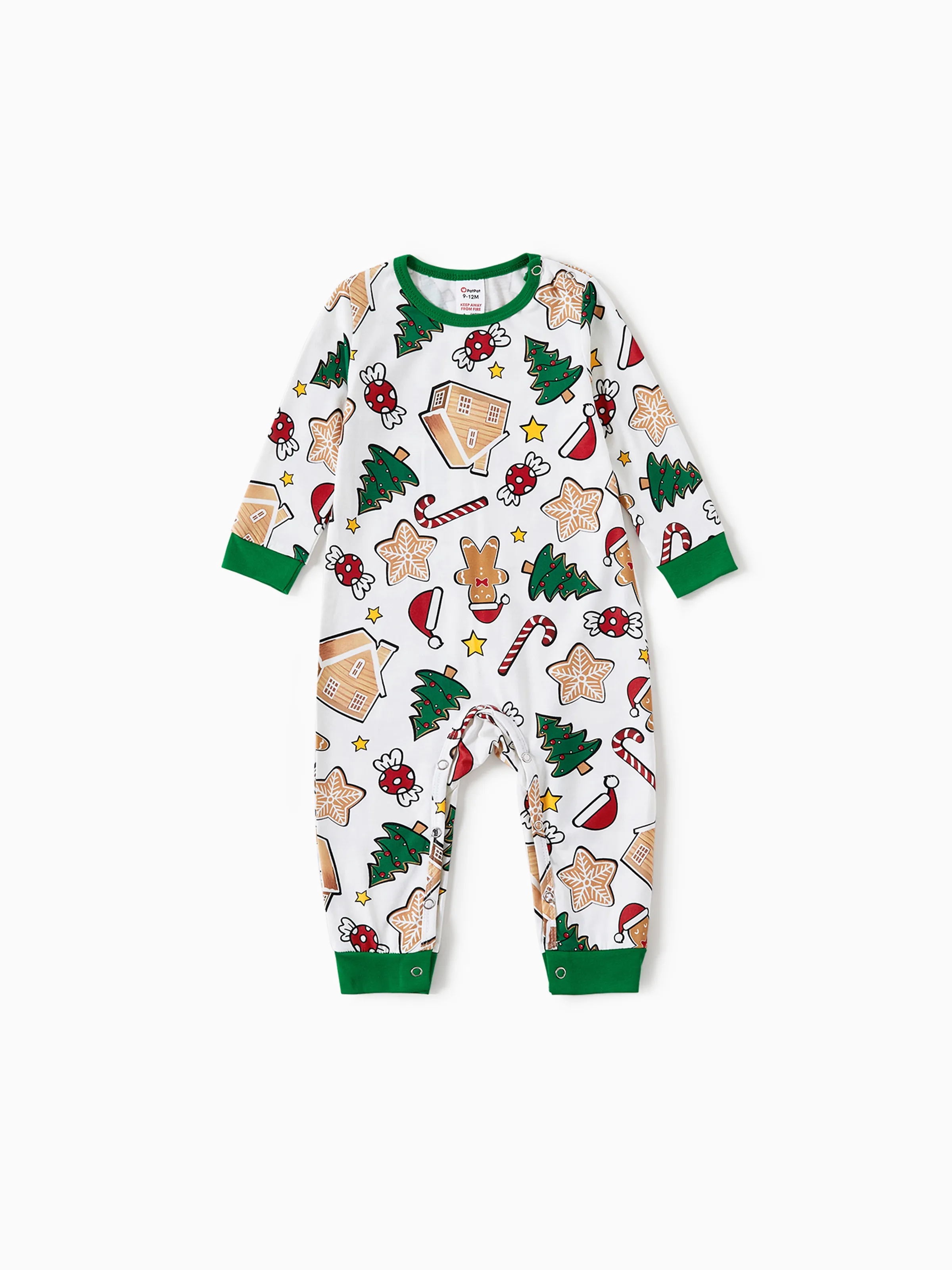 

Gingerbread House Pajamas Matching Family Green Christmas PJs Sets