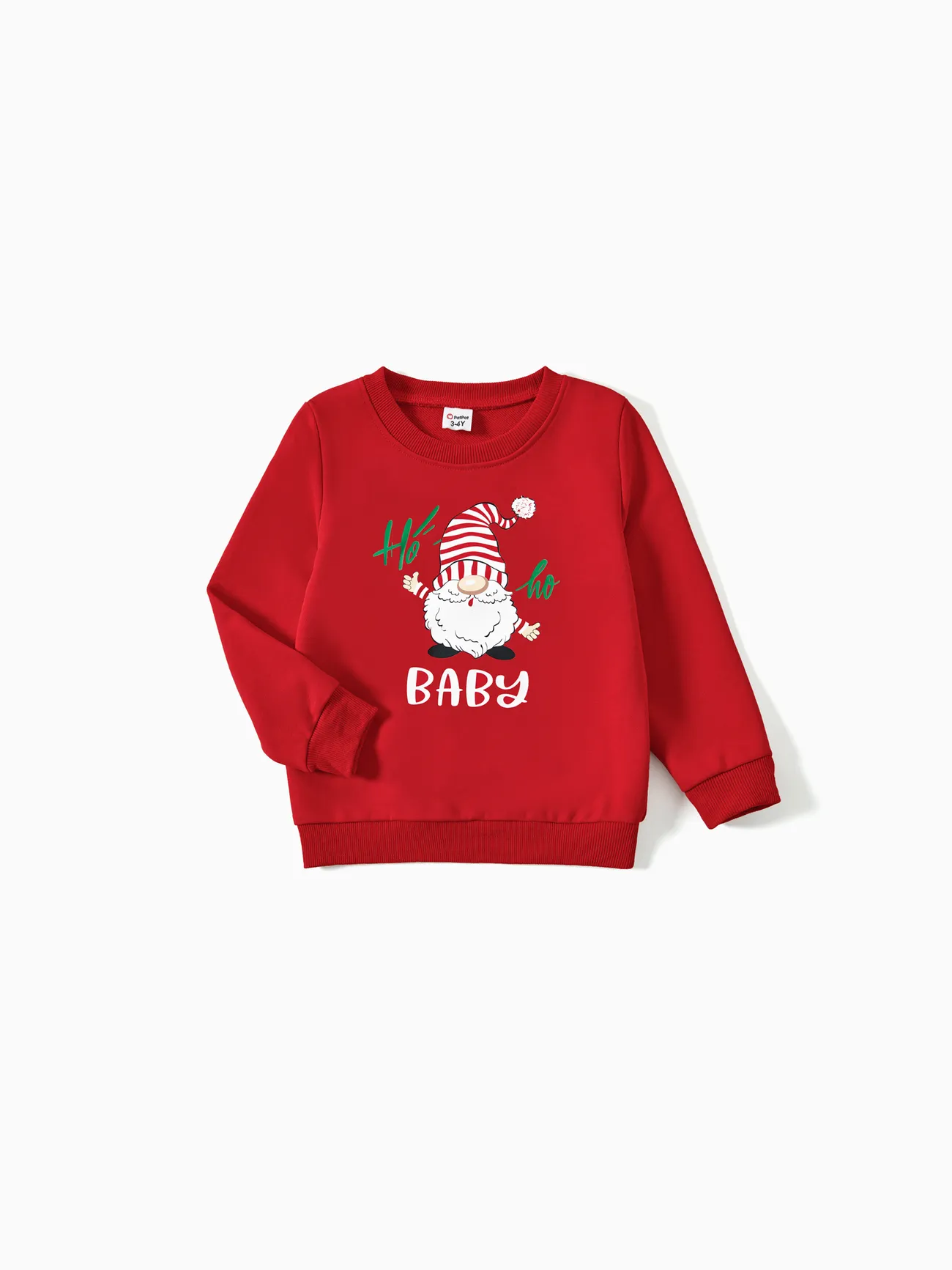 Family Matching Solid Color Santa&Letters Print Long Sleeve Cotton Tops