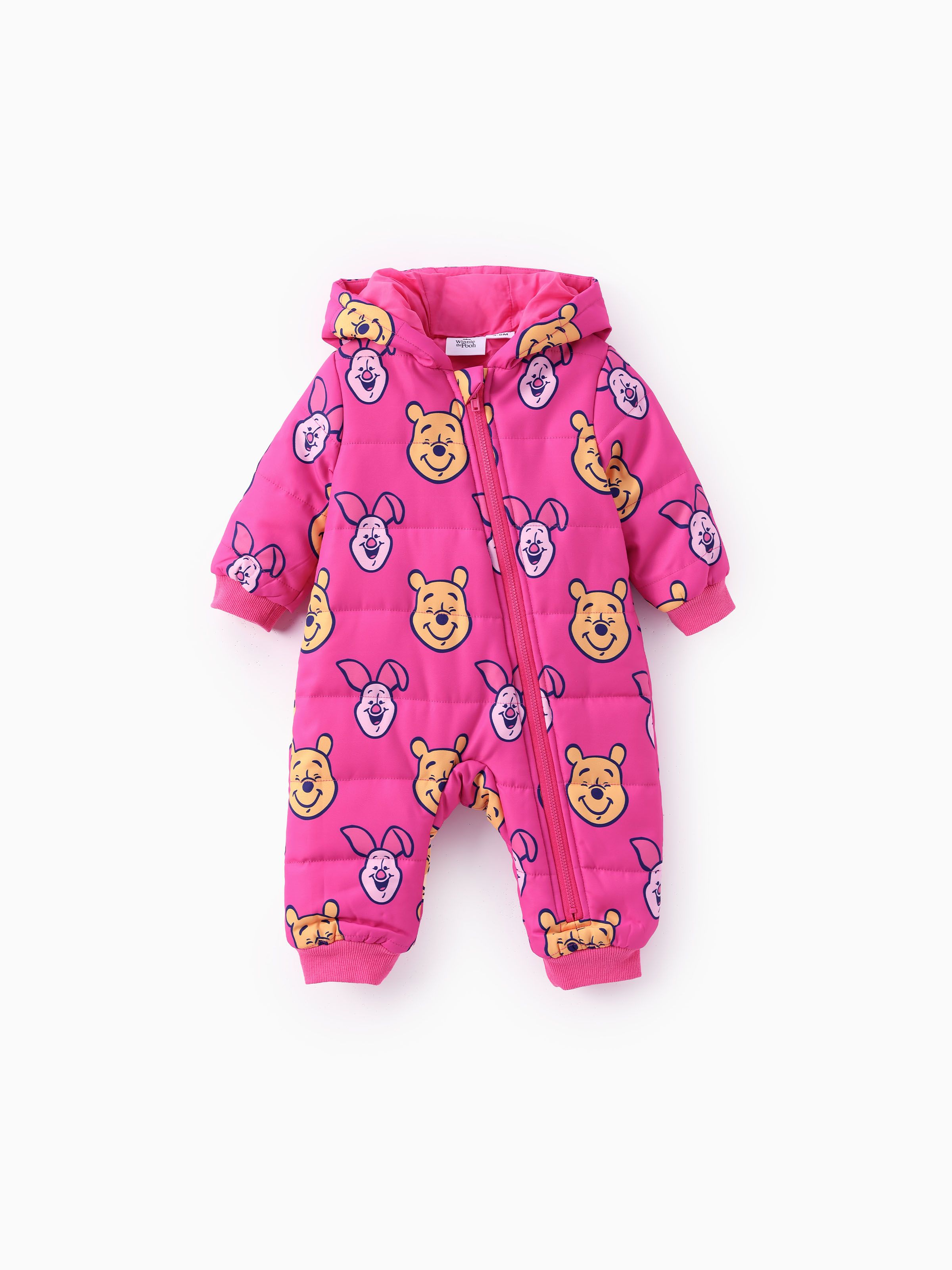 

Disney Winnie the Pooh Baby Boy/Girl 1pcs Character Allover Print Zipper Hooded Long-sleeve Thicken Jumpsuit