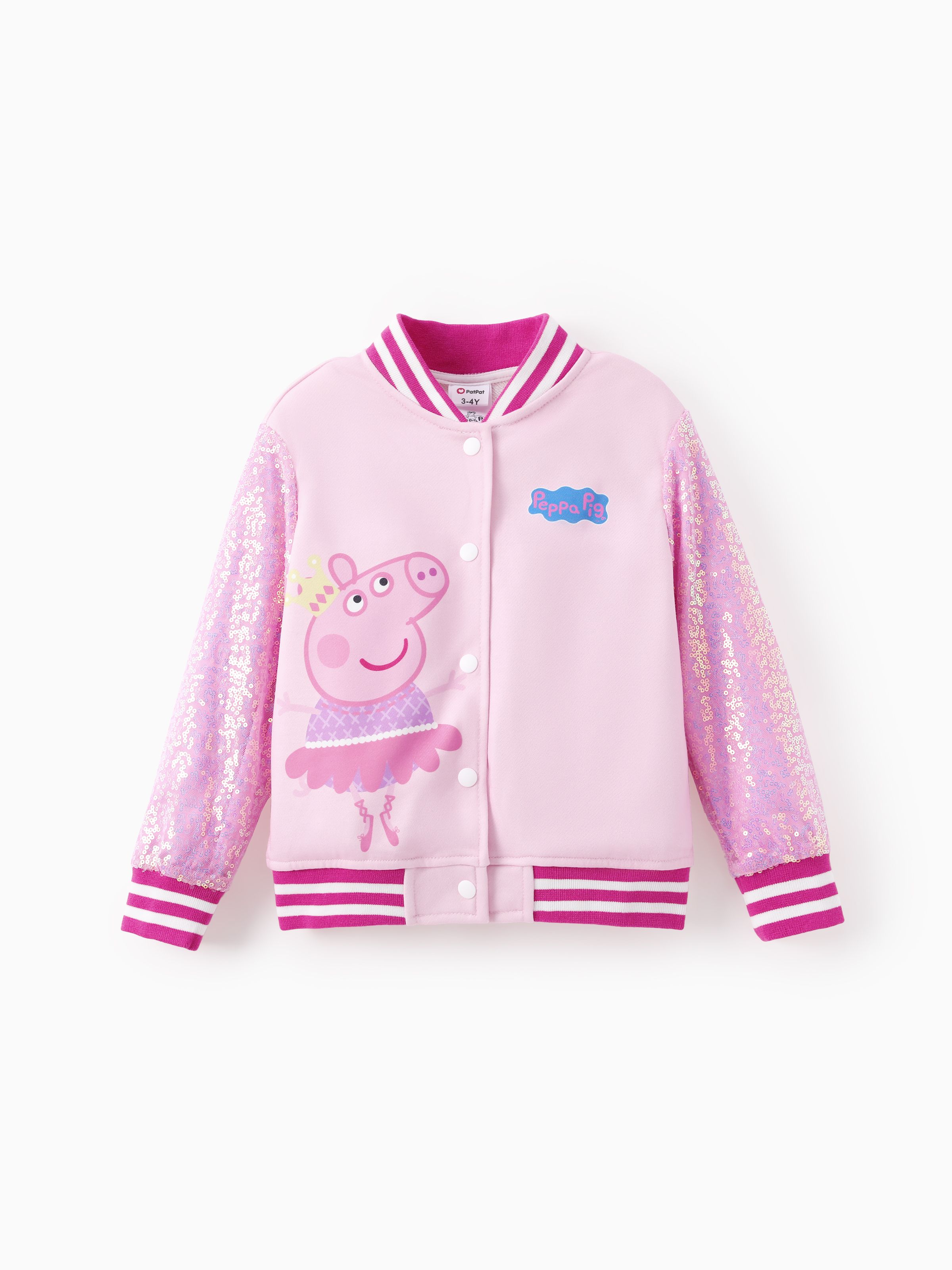 

Peppa Pig Toddler Girl 1pc Ballet Peppa Sequin Varsity Bomber Jacket