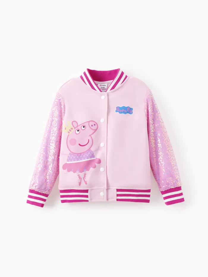 Peppa Pig Niña Pequeña 1pc Ballet Peppa Lentejuelas Varsity Chaqueta Bomber