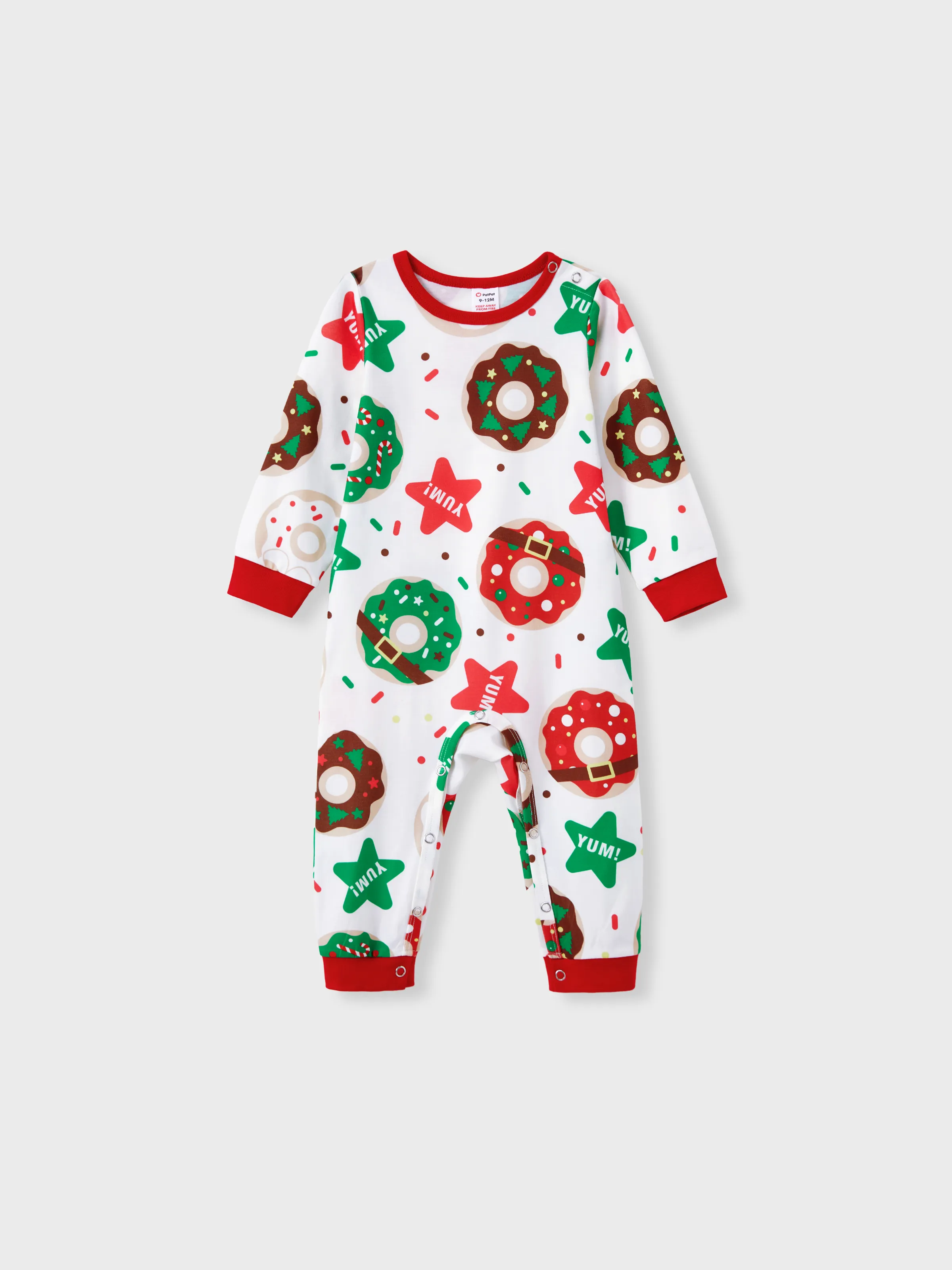 

Christmas Family Matching Donut Worry Be Happy Allover Pants Pajamas Sets with Drawstring and Pockets