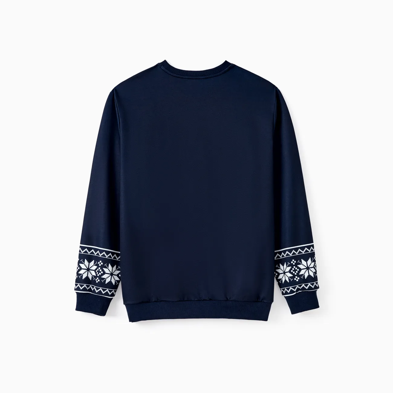 Christmas Family Matching Cartoon Reindeer Graphic Snowflake Background Long Sleeves Tops