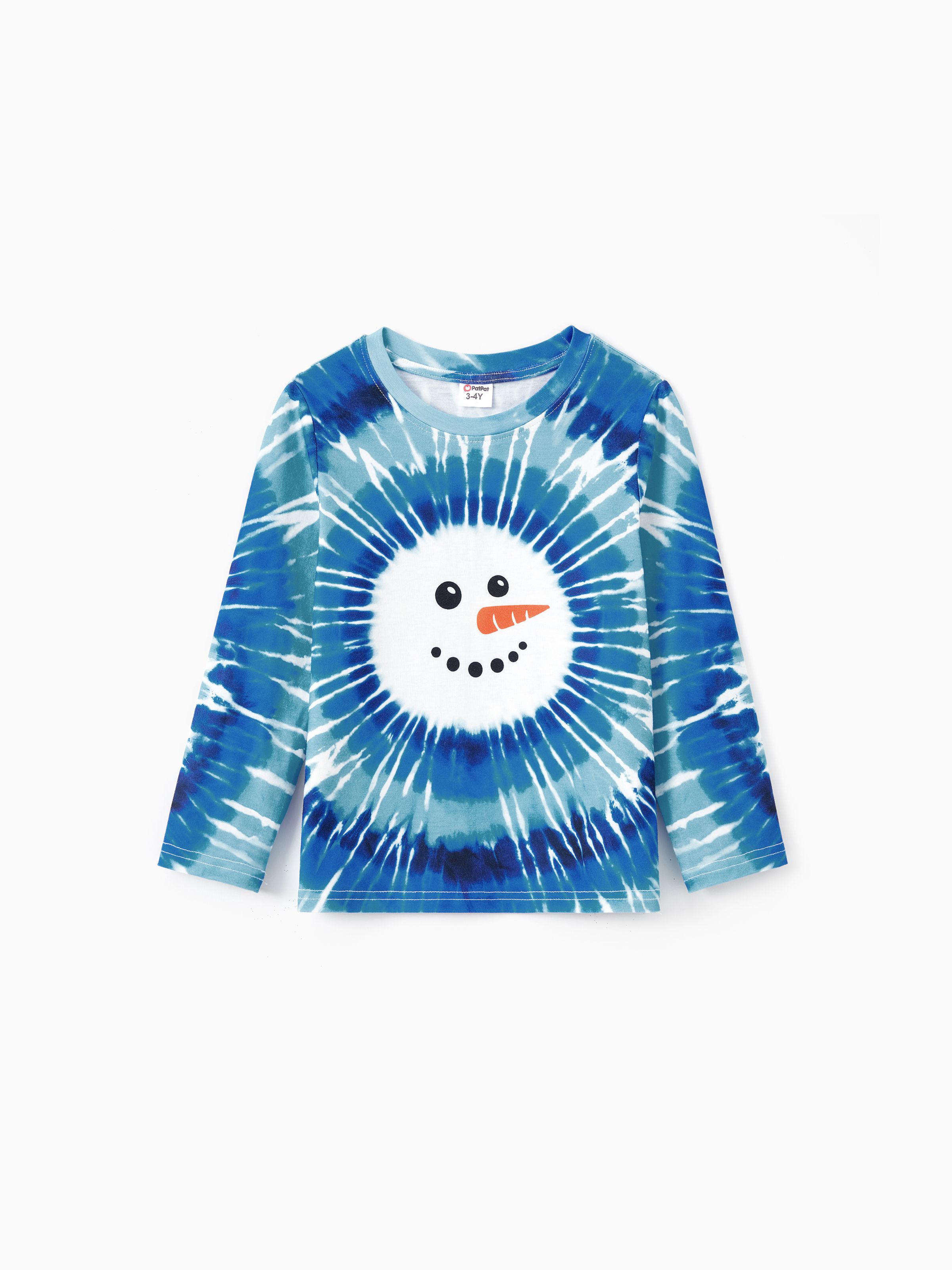 

Christmas tops Family Matching Blue Tie-Dye Snowman Long Sleeves Sweatshirt/Romper