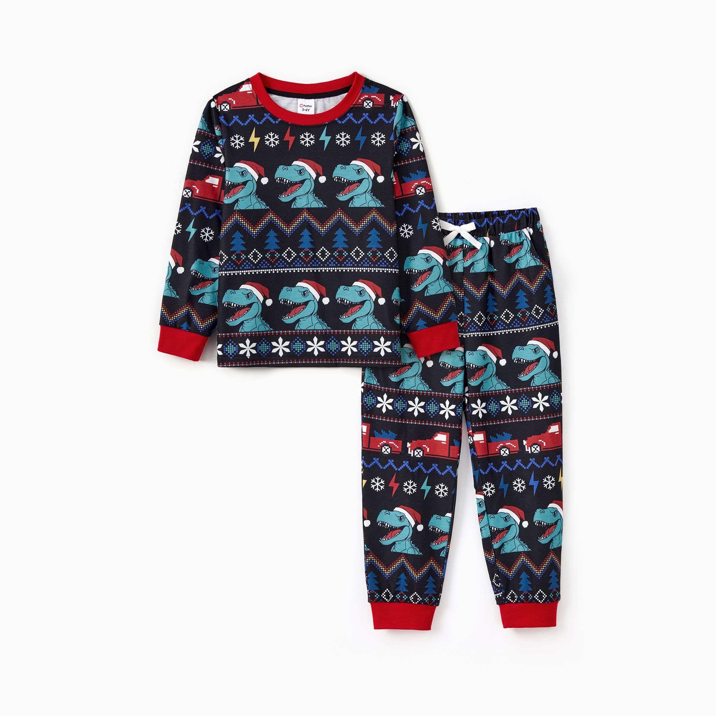 

Christmas Family Matching Allover Dinosaur Pattern Pajama Sets with Pockets and Drawstring ( Flame Resistant )