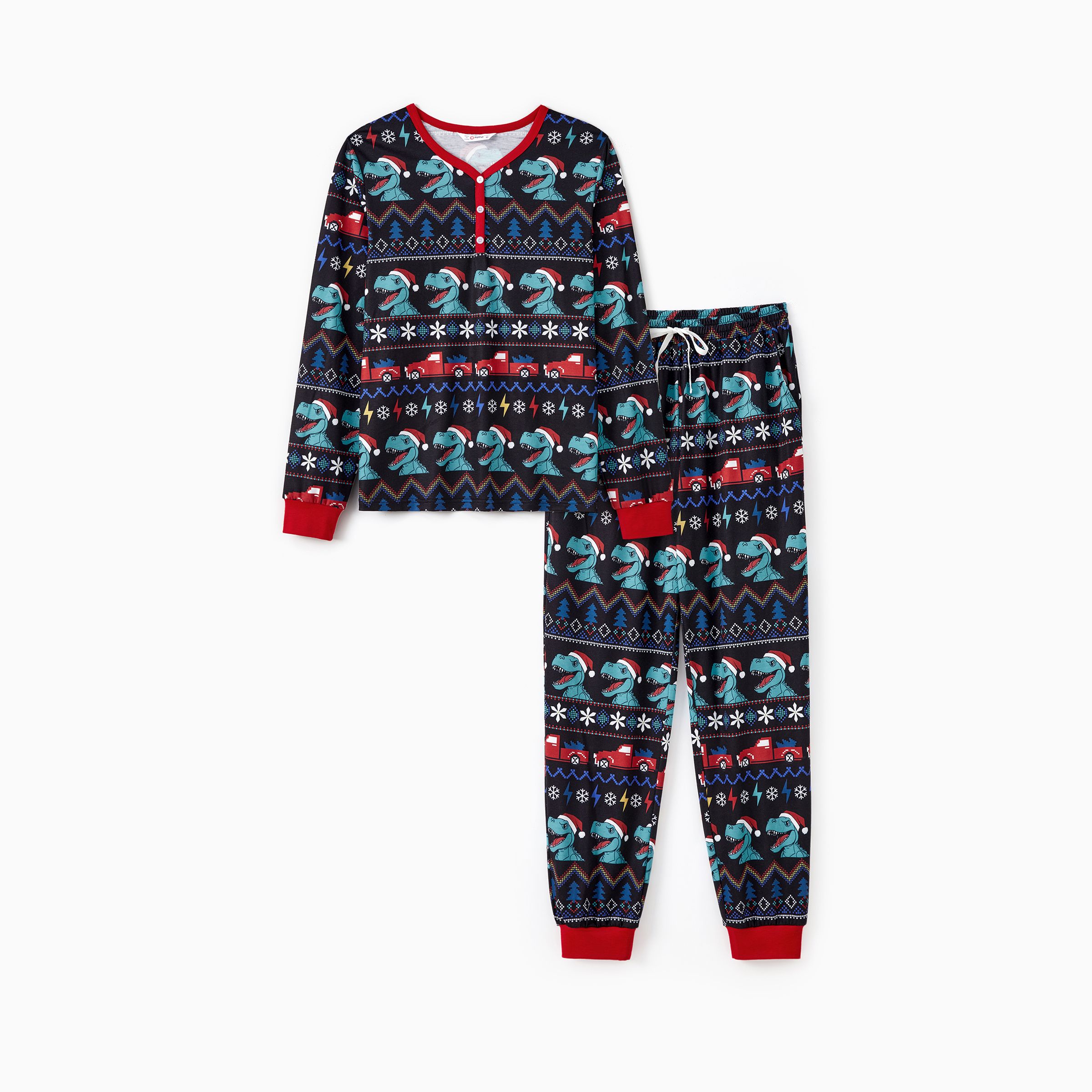 

Christmas Family Matching Allover Dinosaur Pattern Pajama Sets with Pockets and Drawstring ( Flame Resistant )