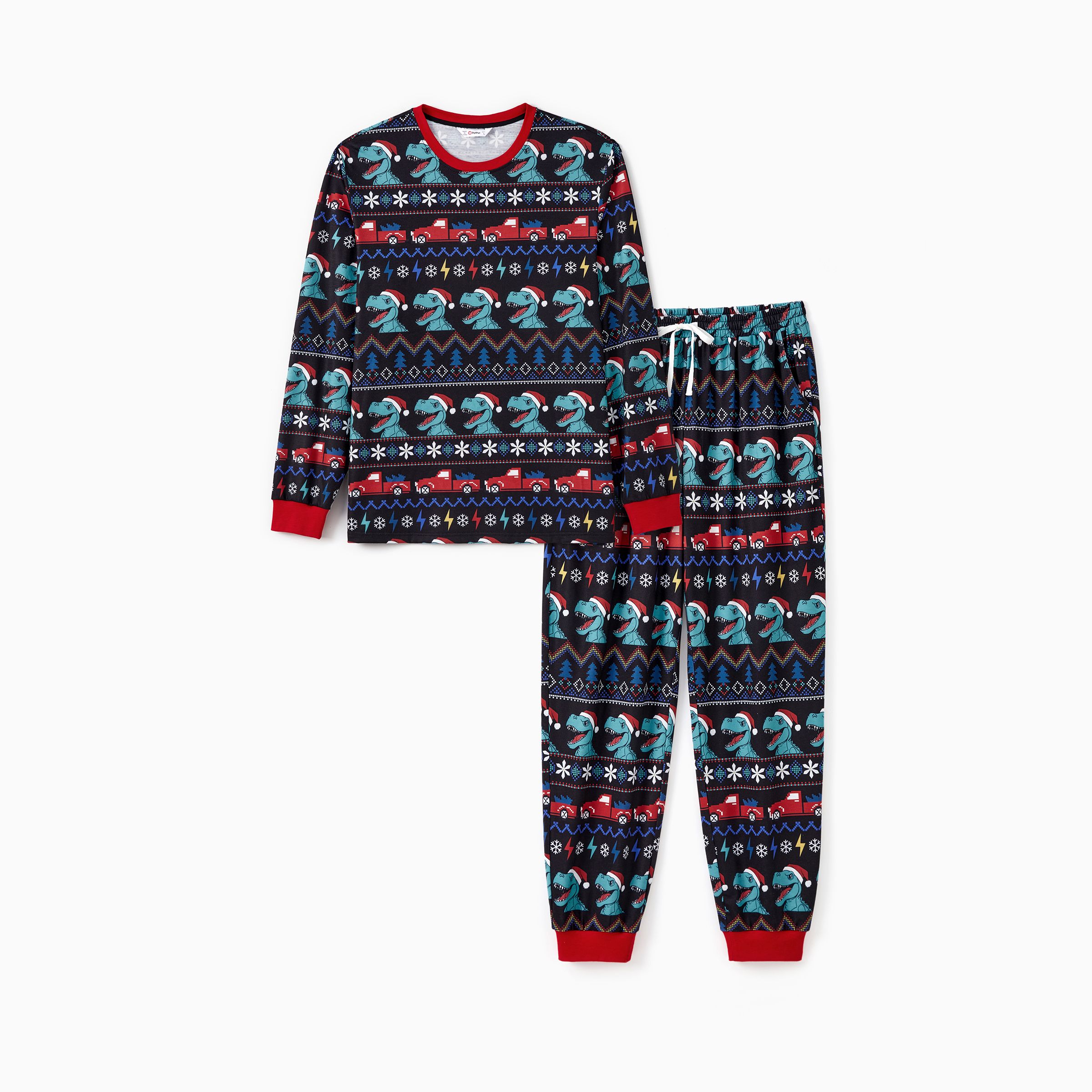 

Christmas Family Matching Allover Dinosaur Pattern Pajama Sets with Pockets and Drawstring ( Flame Resistant )