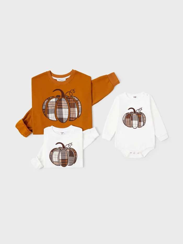 Halloween Maman et Moi Citrouille Graphique Manches Longues Sweat-shirt