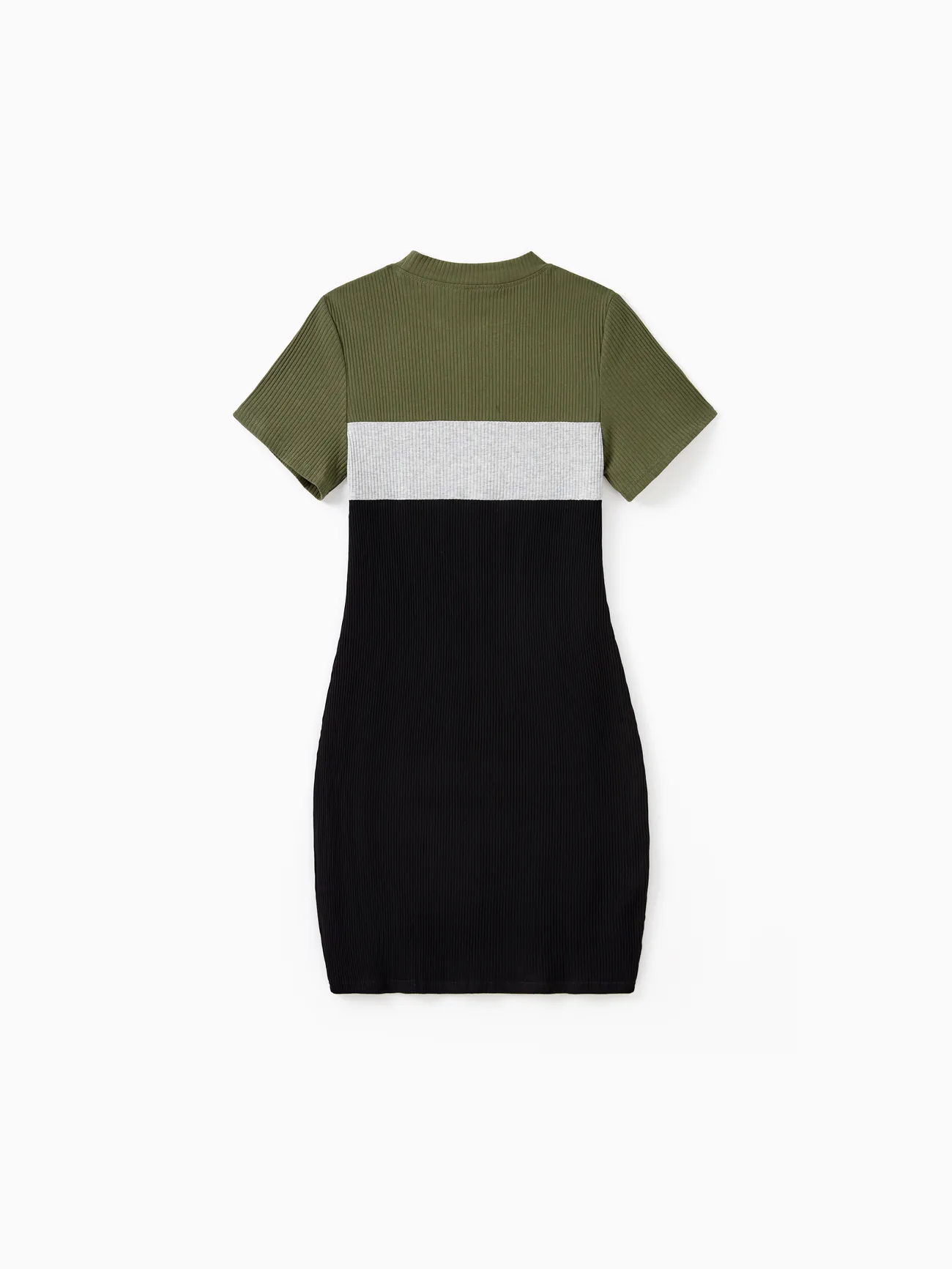 Women - Family Matching Sets Ribbed Three-Color Block Short Sleeves Tee or Bodycon Dress - MultiColour - image 3