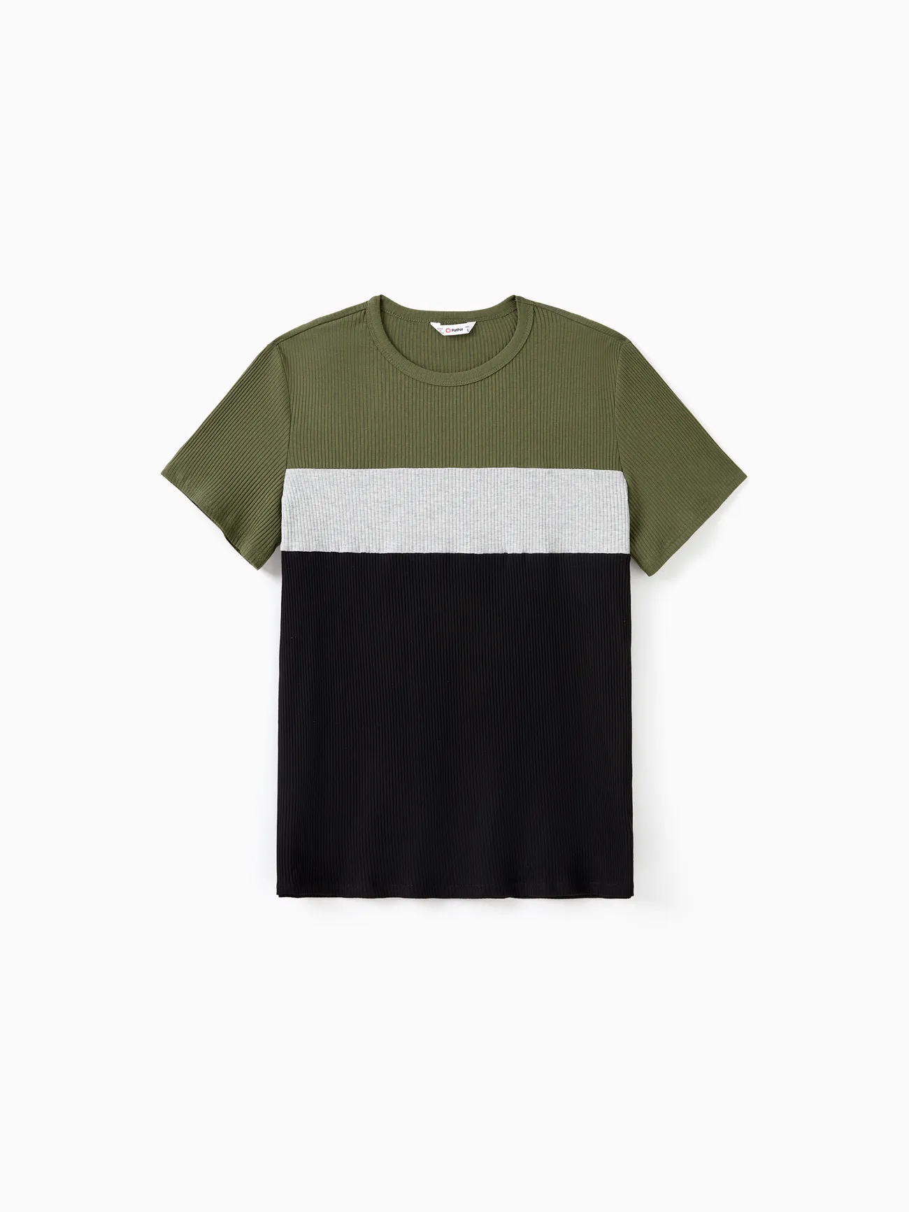 Men - Family Matching Sets Ribbed Three-Color Block Short Sleeves Tee or Bodycon Dress - MultiColour - image 21
