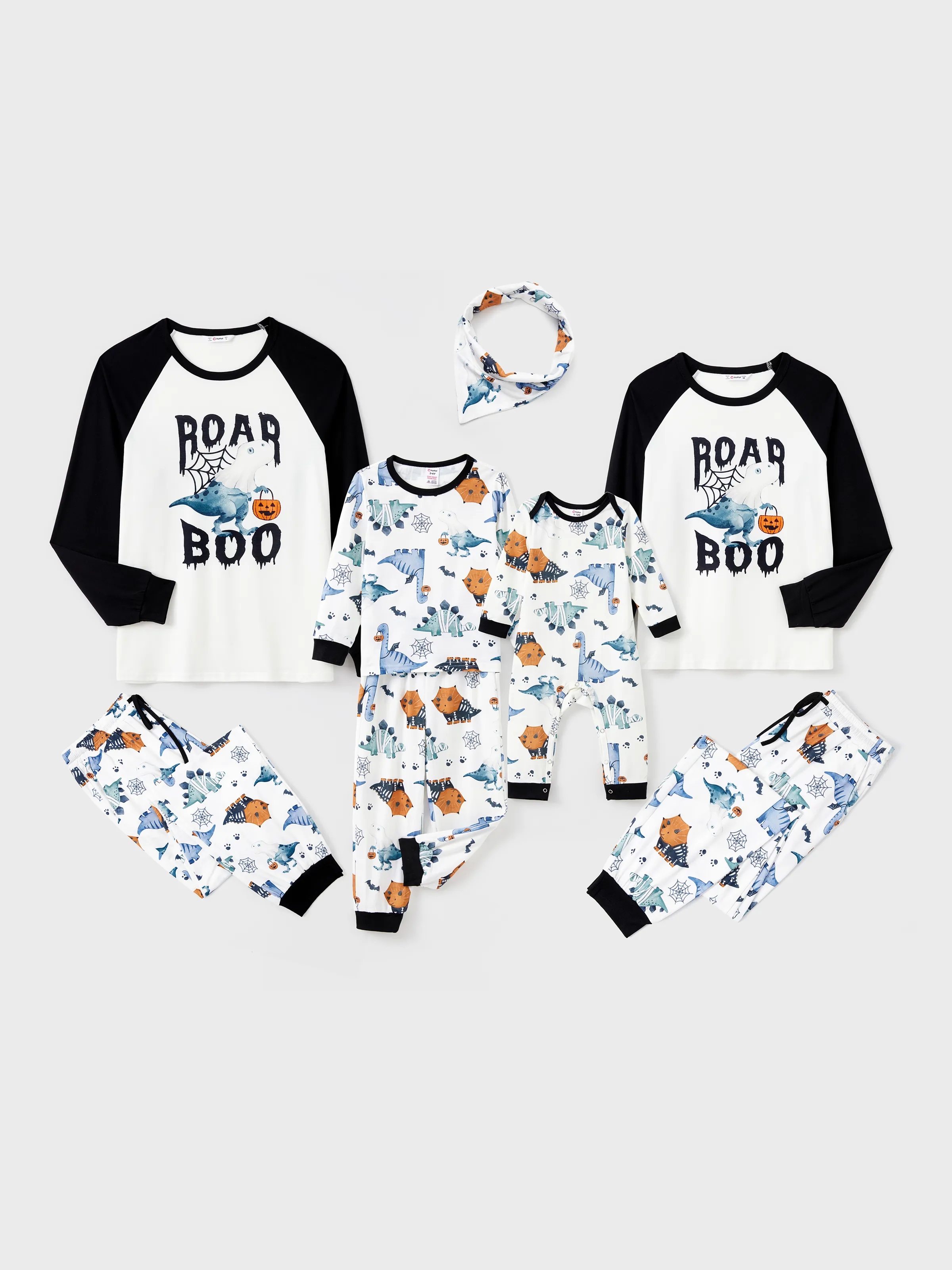 Dinosaur Pajamas Halloween Matching for Adult, Kids, Baby and Pets (Raglan Sleeves)