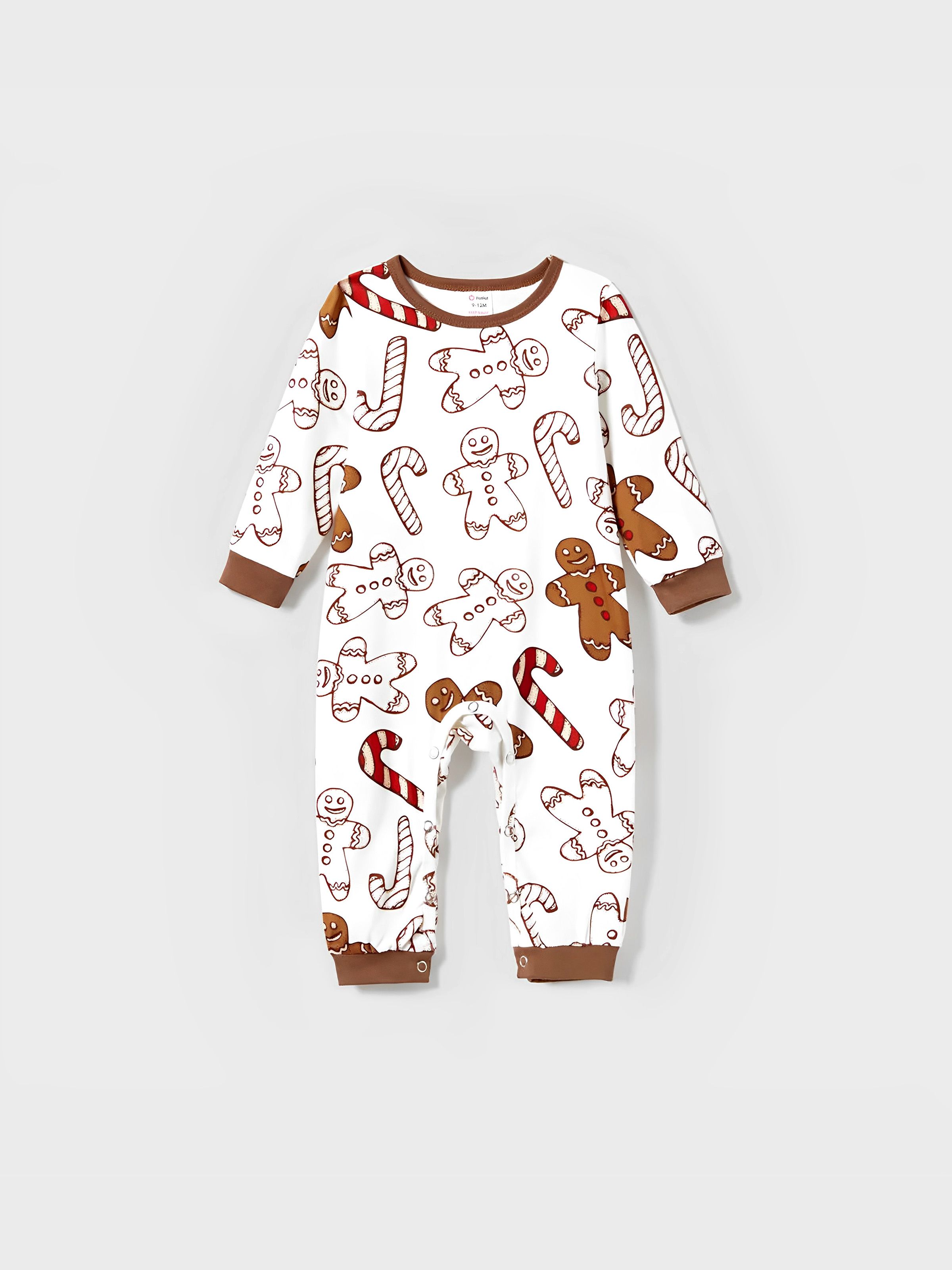 

Christmas Family Matching Letter and Gingerbread Man Print Long-sleeve Pajamas Sets (Flame Resistant)