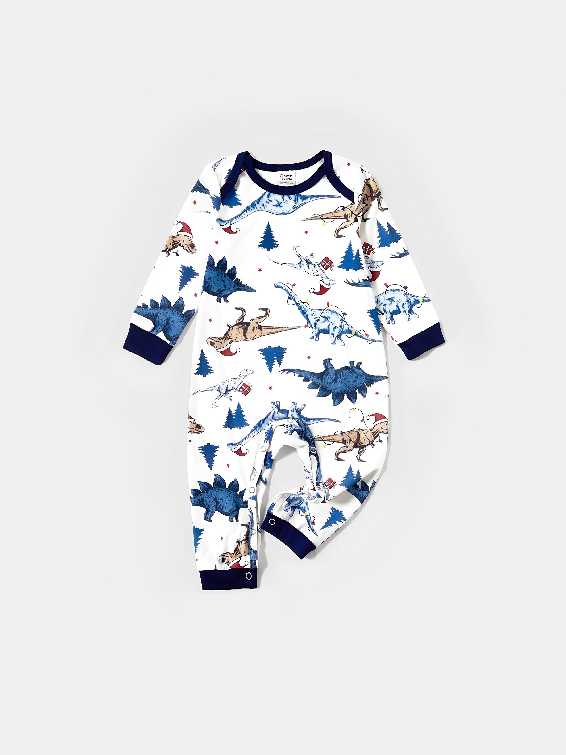 

Christmas Pajamas Family Set Dinosaur Pattern Henley Neck Button PJs