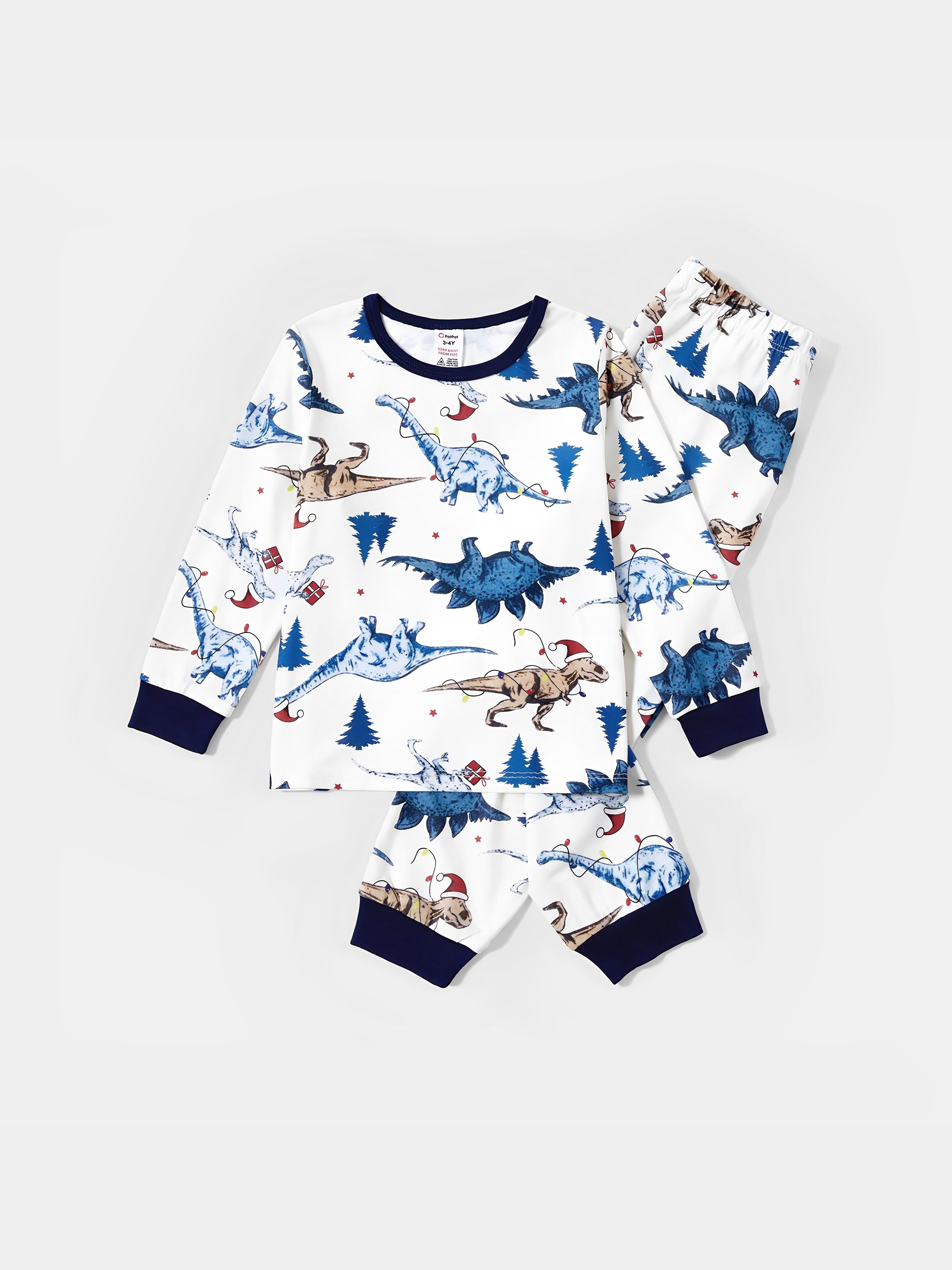 

Christmas Pajamas Family Set Dinosaur Pattern Henley Neck Button PJs